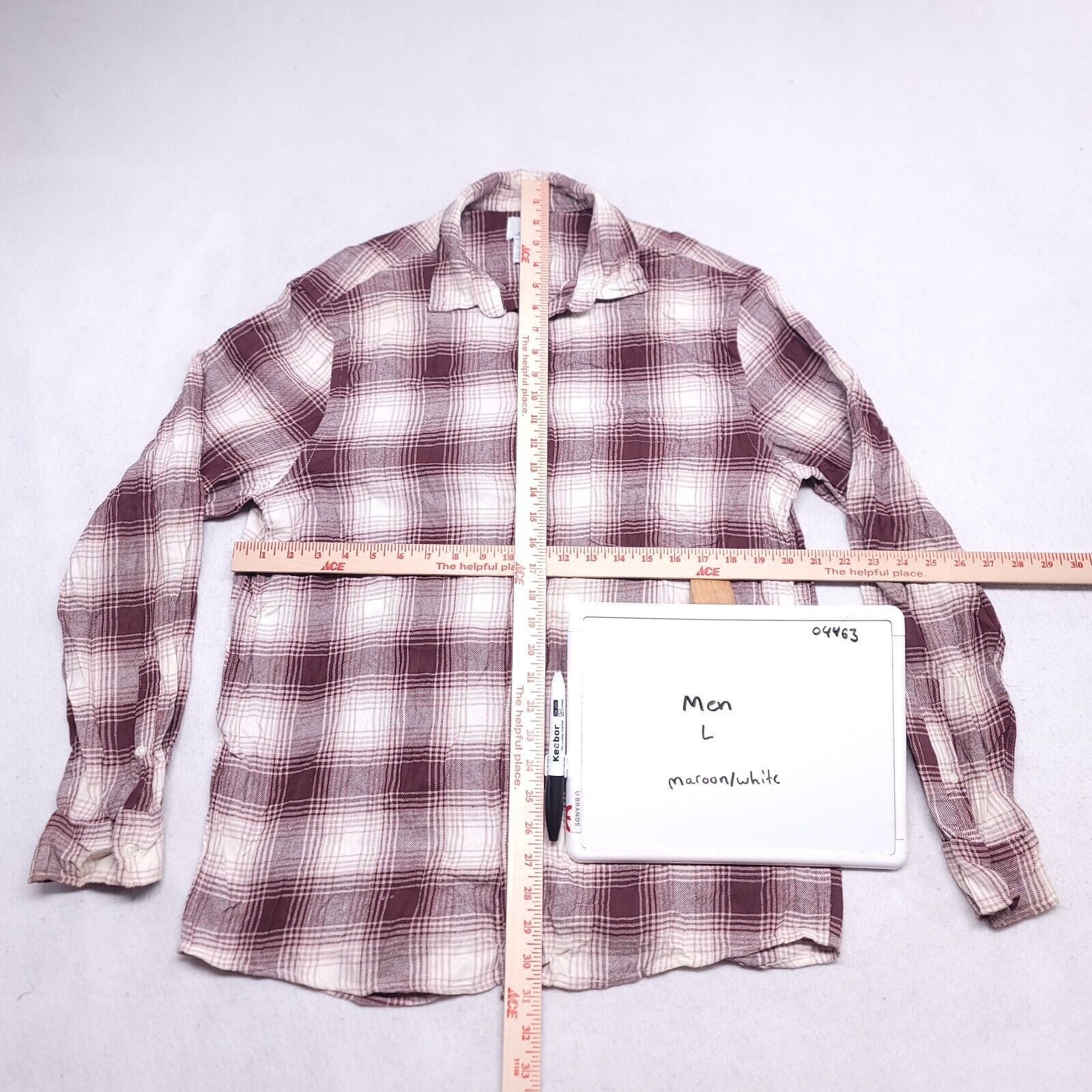 H&M H&M Tartan Flannel Button Up Shirt Mens Size L Maroon White Size US L / EU 52-54 / 3 - 6 Thumbnail