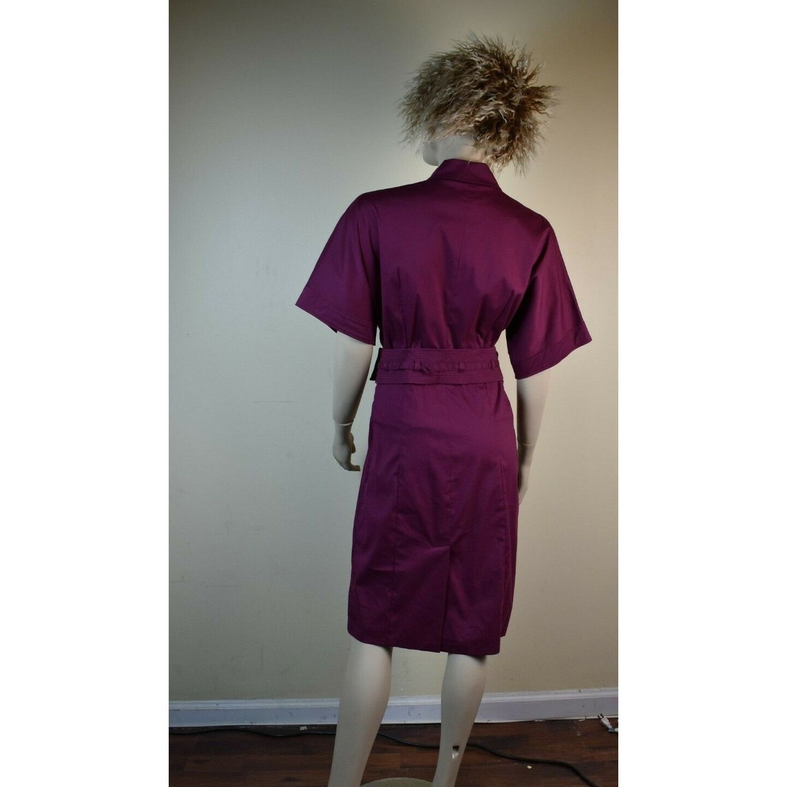 Gucci GUCCI WINE COTTON SHORT SLEEVE ELTED MIDI DRESS 38 2 IT Size XS / US 0-2 / IT 36-38 - 7 Thumbnail