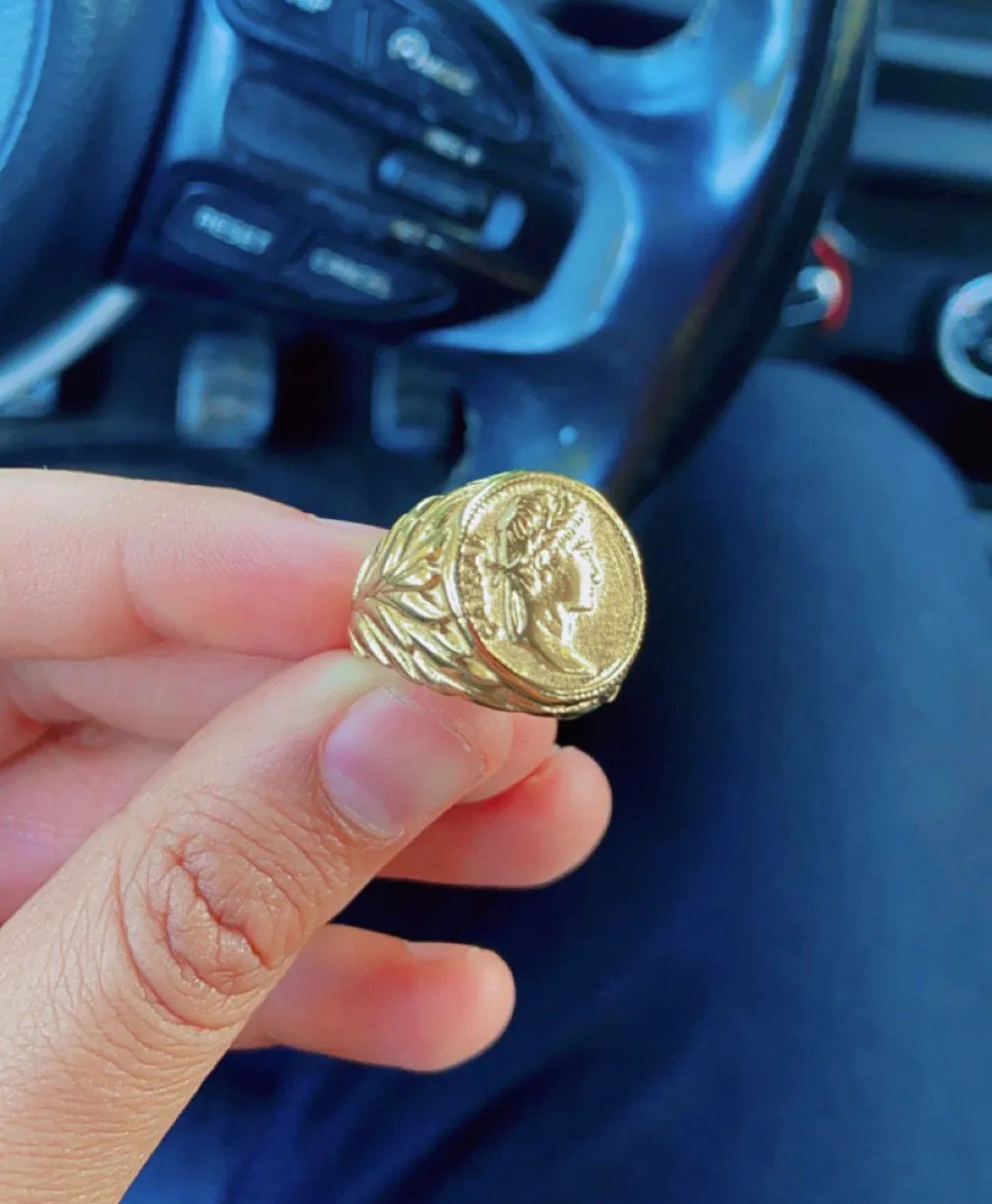 Jewelry Gold Color Julius Caesar Head Ring (Size 7-13) Size ONE SIZE - 5 Thumbnail