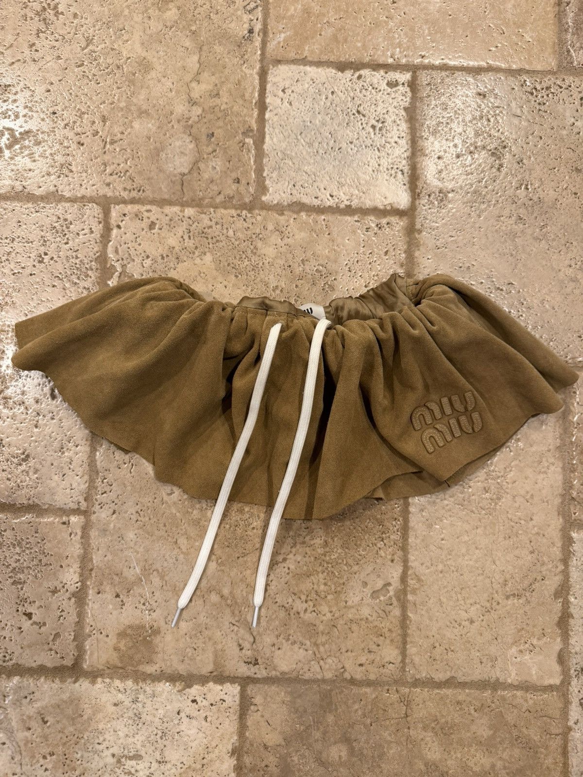 Miu Miu Miu Miu Suede Calf Leather Camel Mini Skirt Size 26" / US 2 / IT 38 - 3 Thumbnail