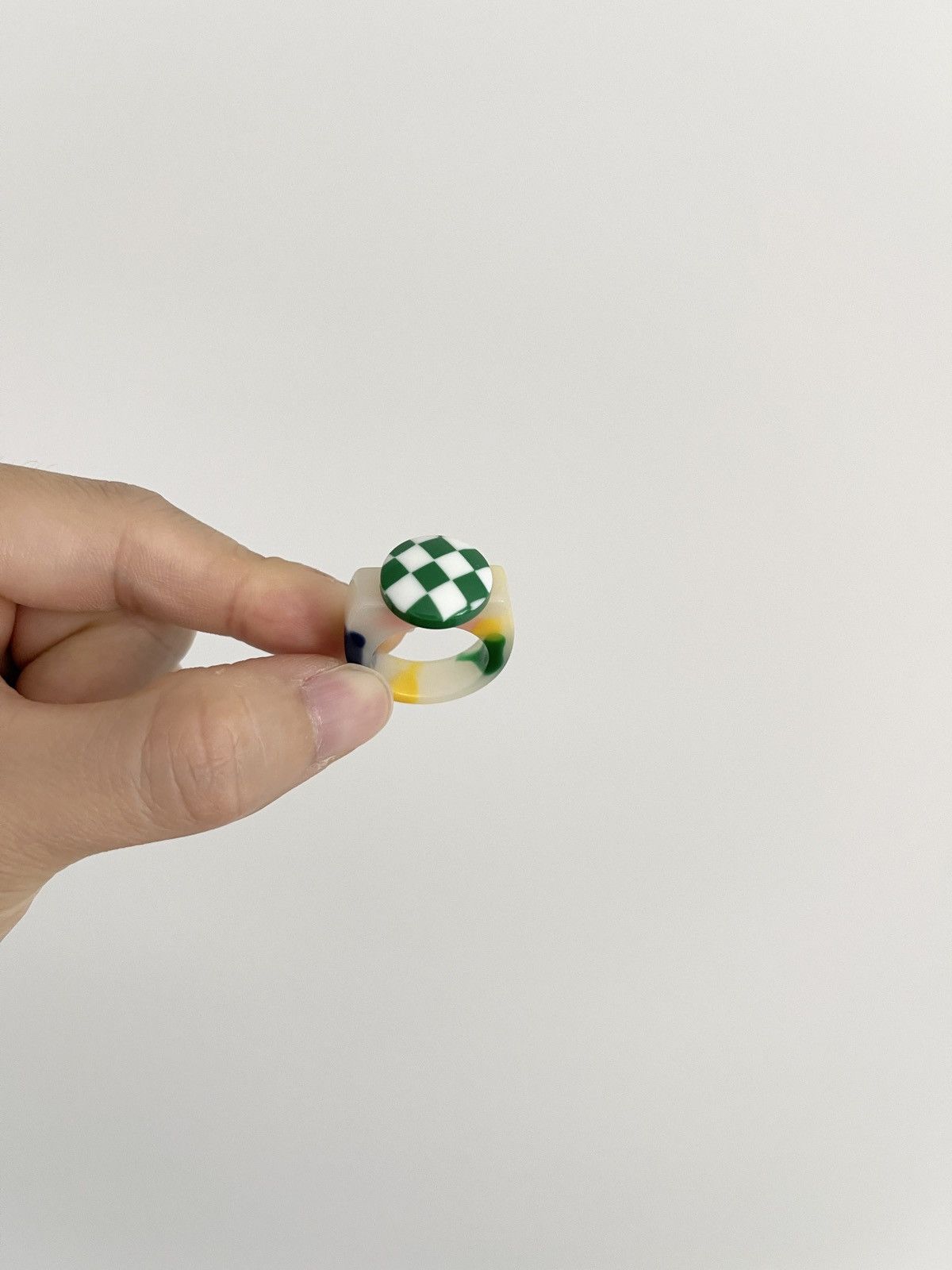 Vintage STEAL! Y2K Japan 3D checkerboard Ring Size ONE SIZE - 3 Thumbnail