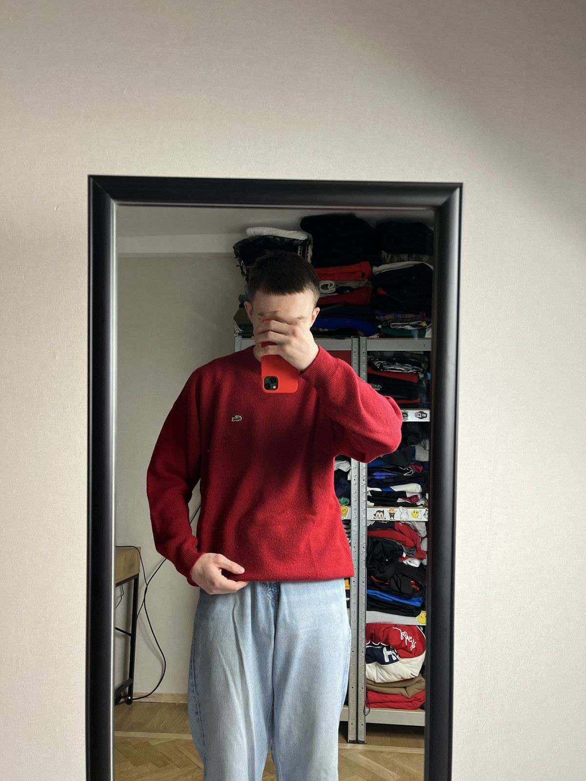 Lacoste × Vintage Vintage Lacoste Red Wool Knit Sweater Size US L / EU 52-54 / 3 - 2 Thumbnail