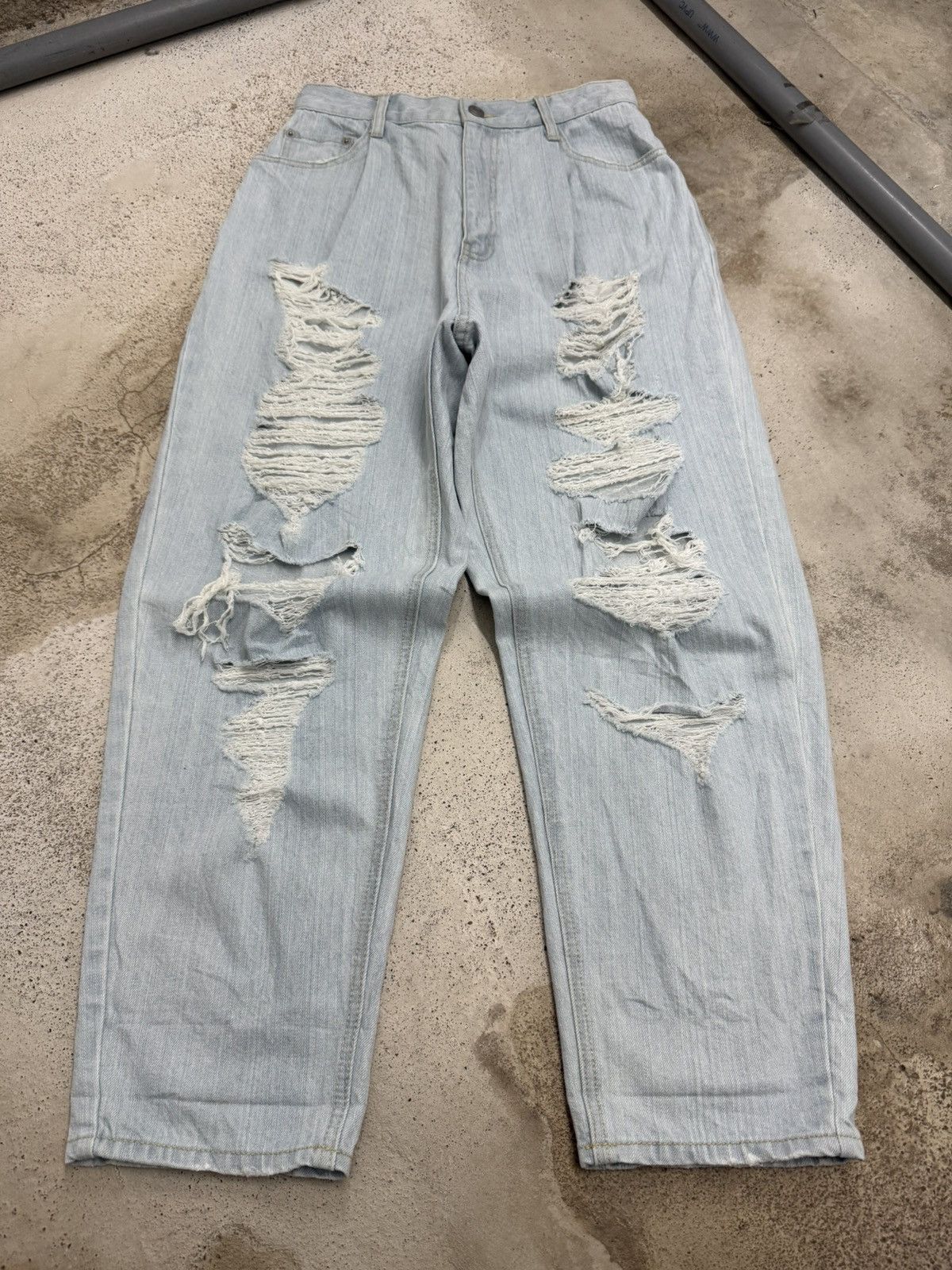 Japanese Brand Wegp Relaxed Wide Leg Distressed Design Pants Size US 28 / EU 44 - 1 Thumbnail