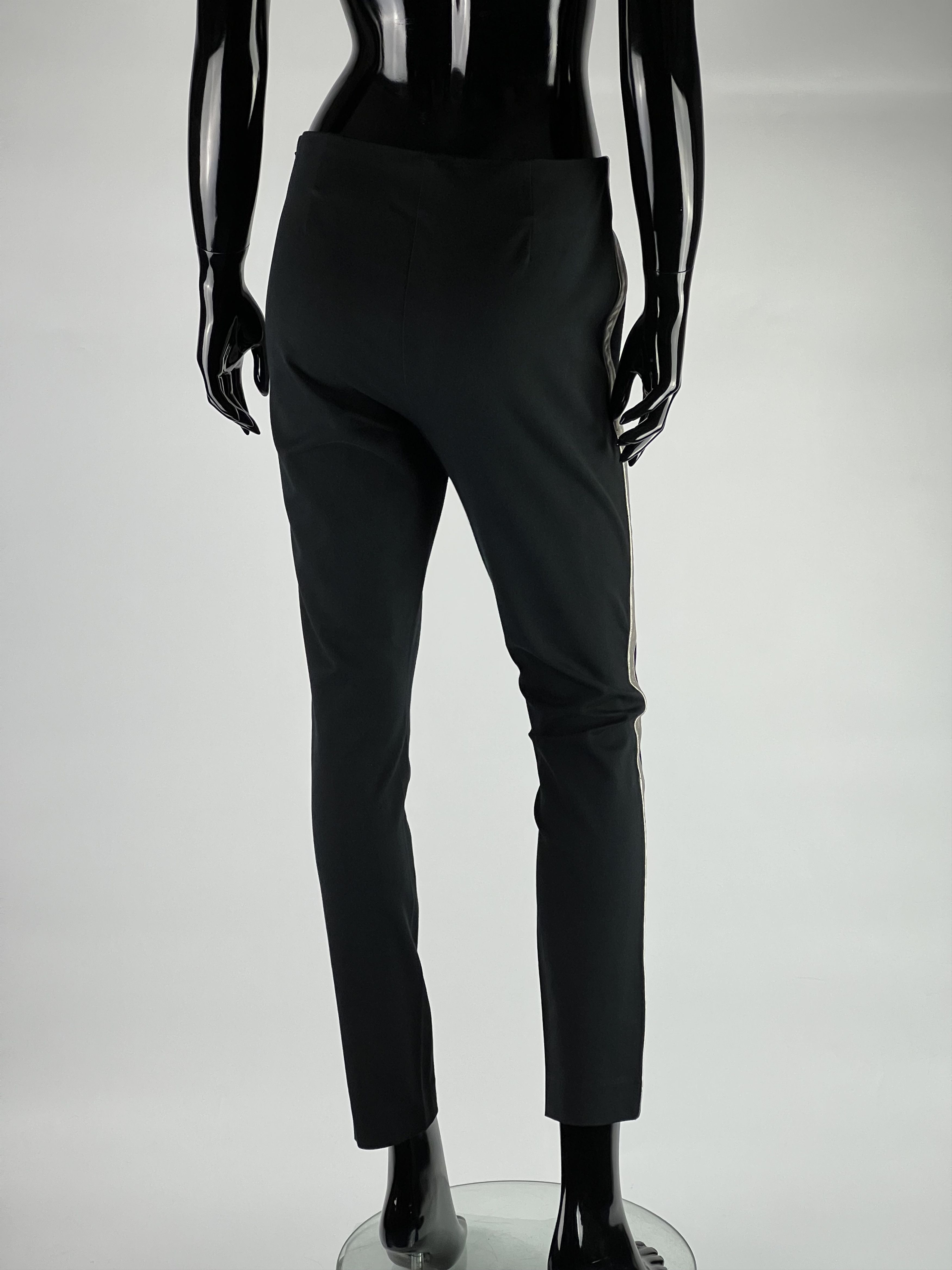 Lauren Ralph Lauren × Ralph Lauren Ralph Lauren Green Label Black Pants With Leather Stripes Size 28" / US 6 / IT 42 - 3 Thumbnail