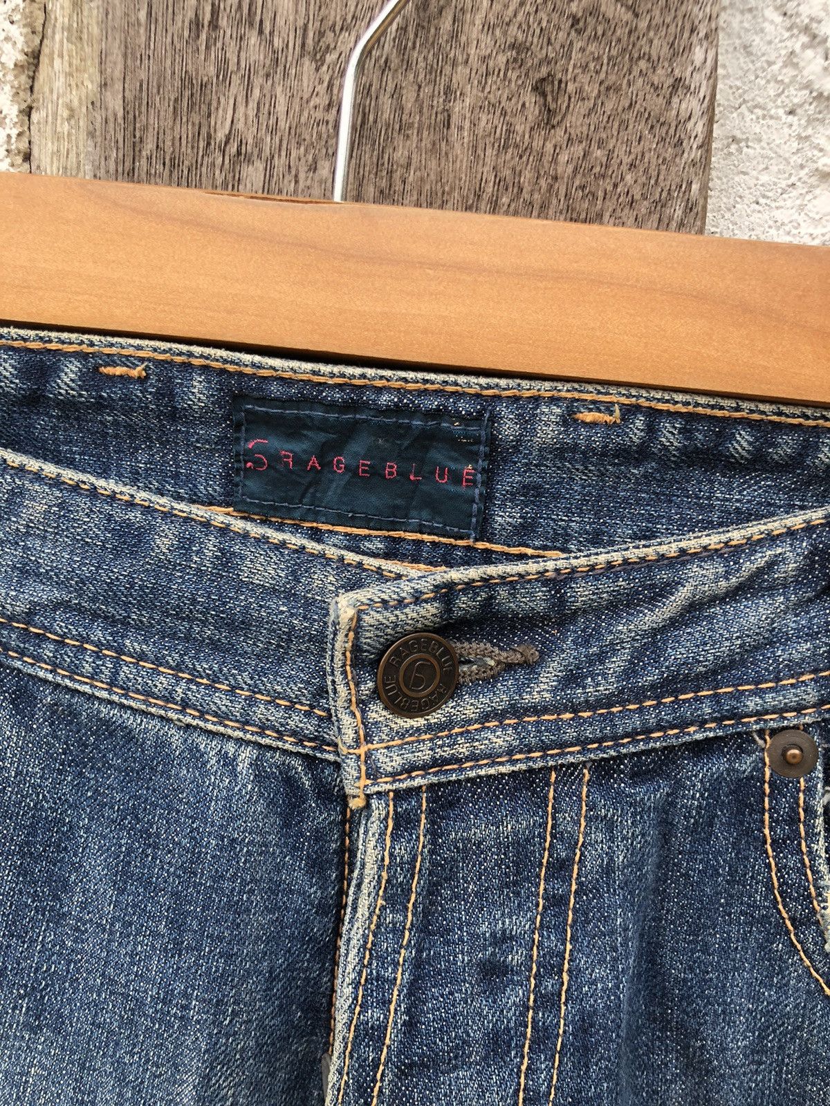 Japanese Brand Rage Blue Jeans Destress Denim Size US 31 - 6 Thumbnail
