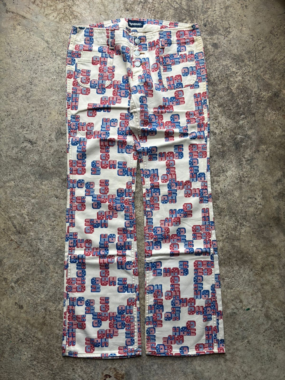 Hysteric Glamour 1990s Hysteric Glamour HG All Over Print Bell Bottom Jeans Size US 29 - 1 Thumbnail