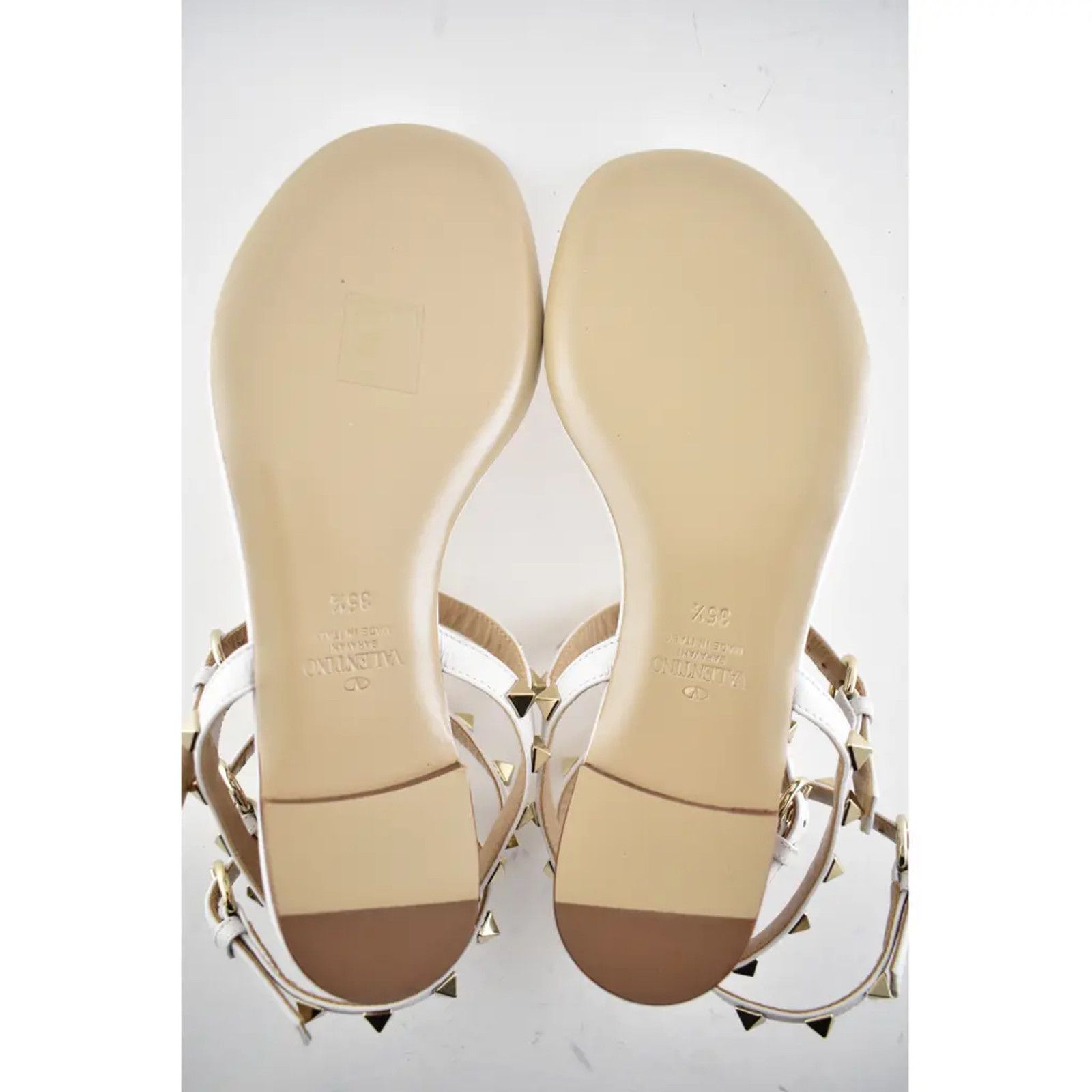 Valentino Valentino Rockstud White Leather Triple Ankle Strap Size US 5.5 / IT 35.5 - 12 Thumbnail