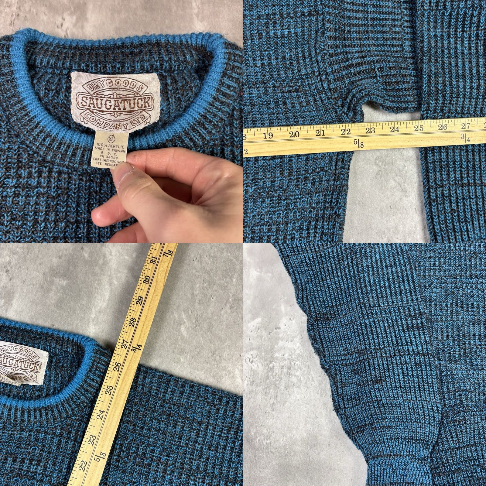 Vintage VINTAGE Saugatuck Pullover Knit Sweater Acrylic Mens XL Blue Black Crew Neck Knit Pattern Solid 80s 90s Size US XL / EU 56 / 4 - 8 Thumbnail