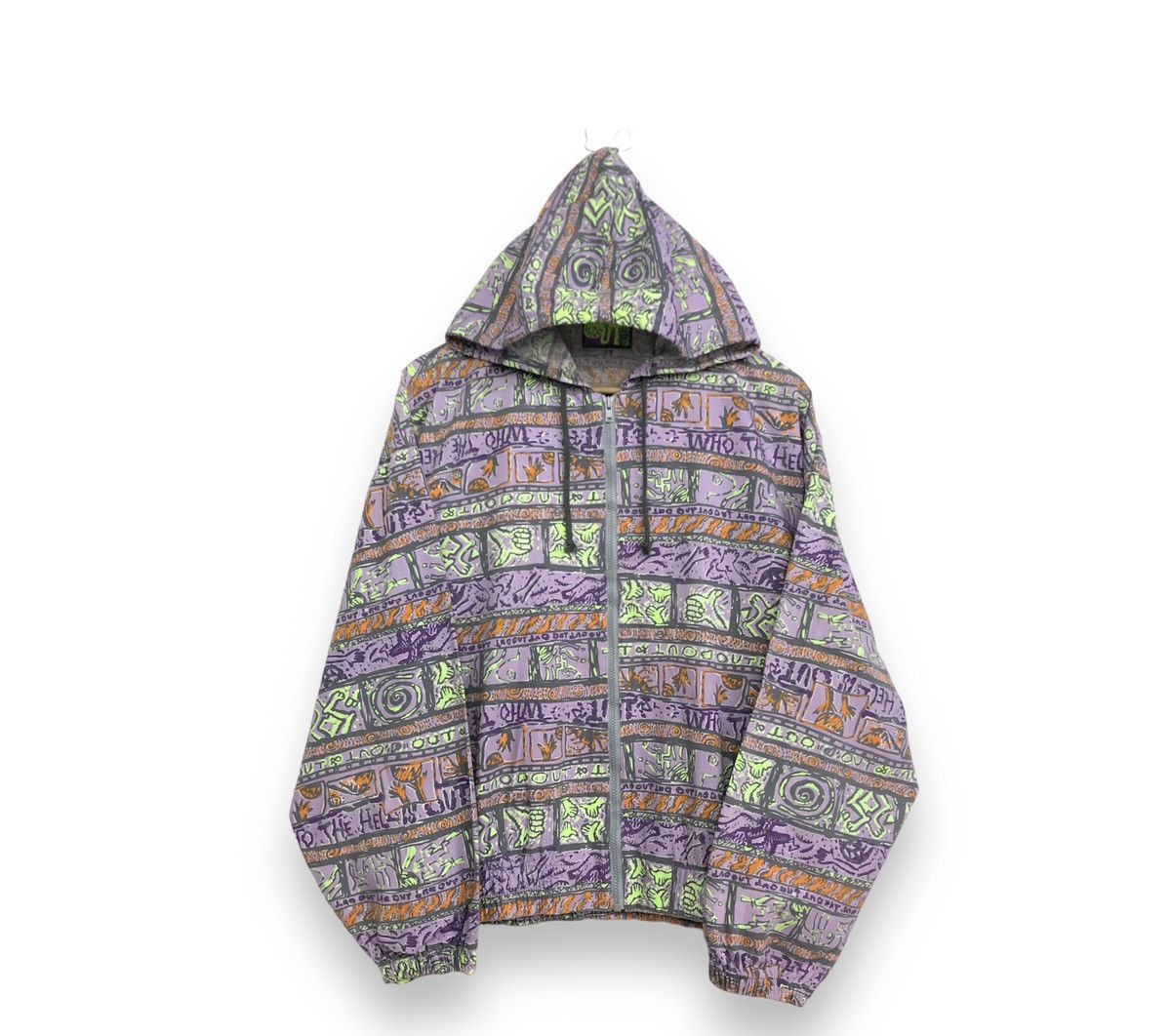 image of Vintage Motive Fullprint Stripe Design Light Jacket in Pale Purple, Men's (Size Medium)