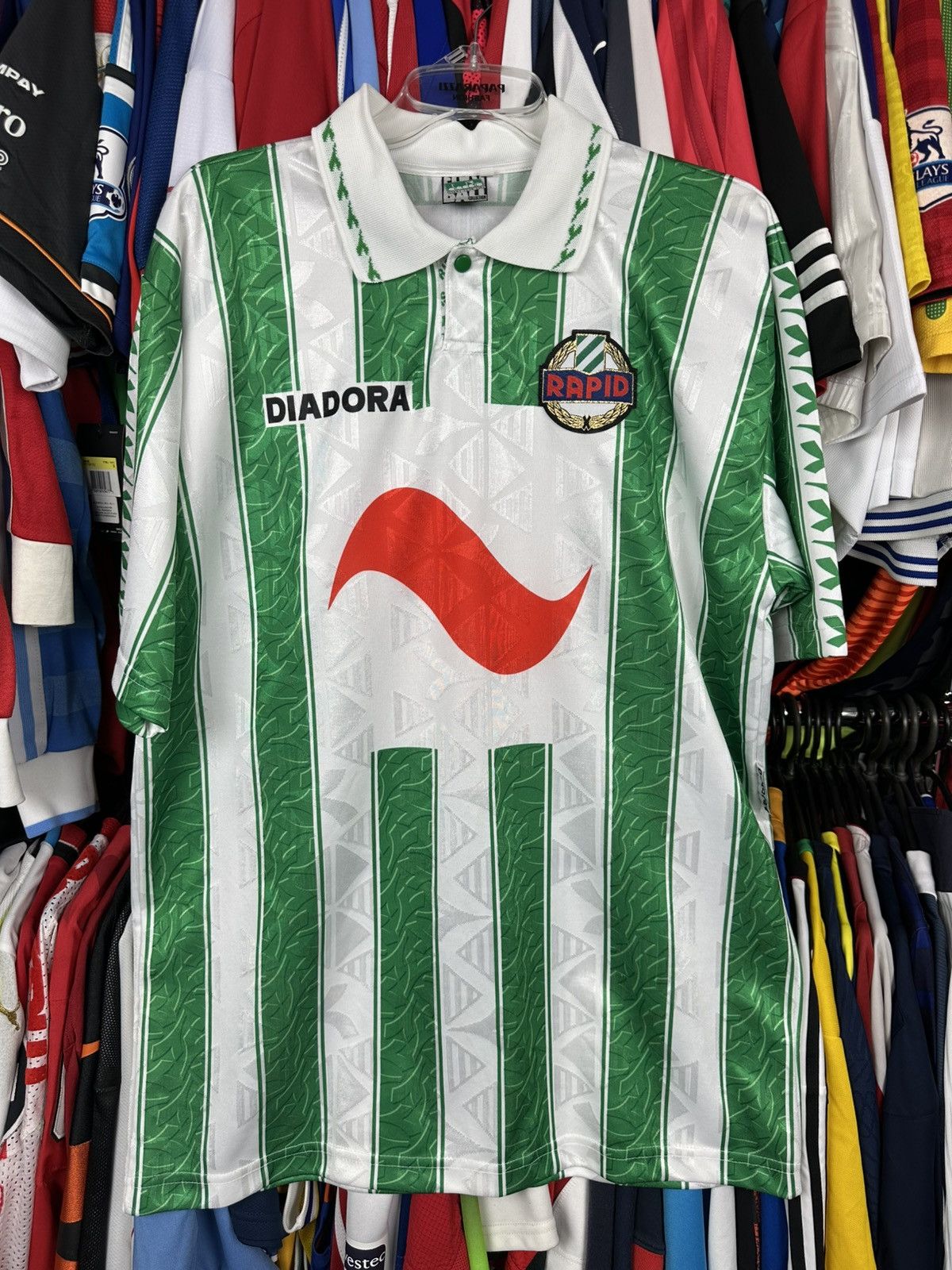 Maillot Vintage Diadora Rapid Wien 1996-1998 – Taille L – état Impeccable