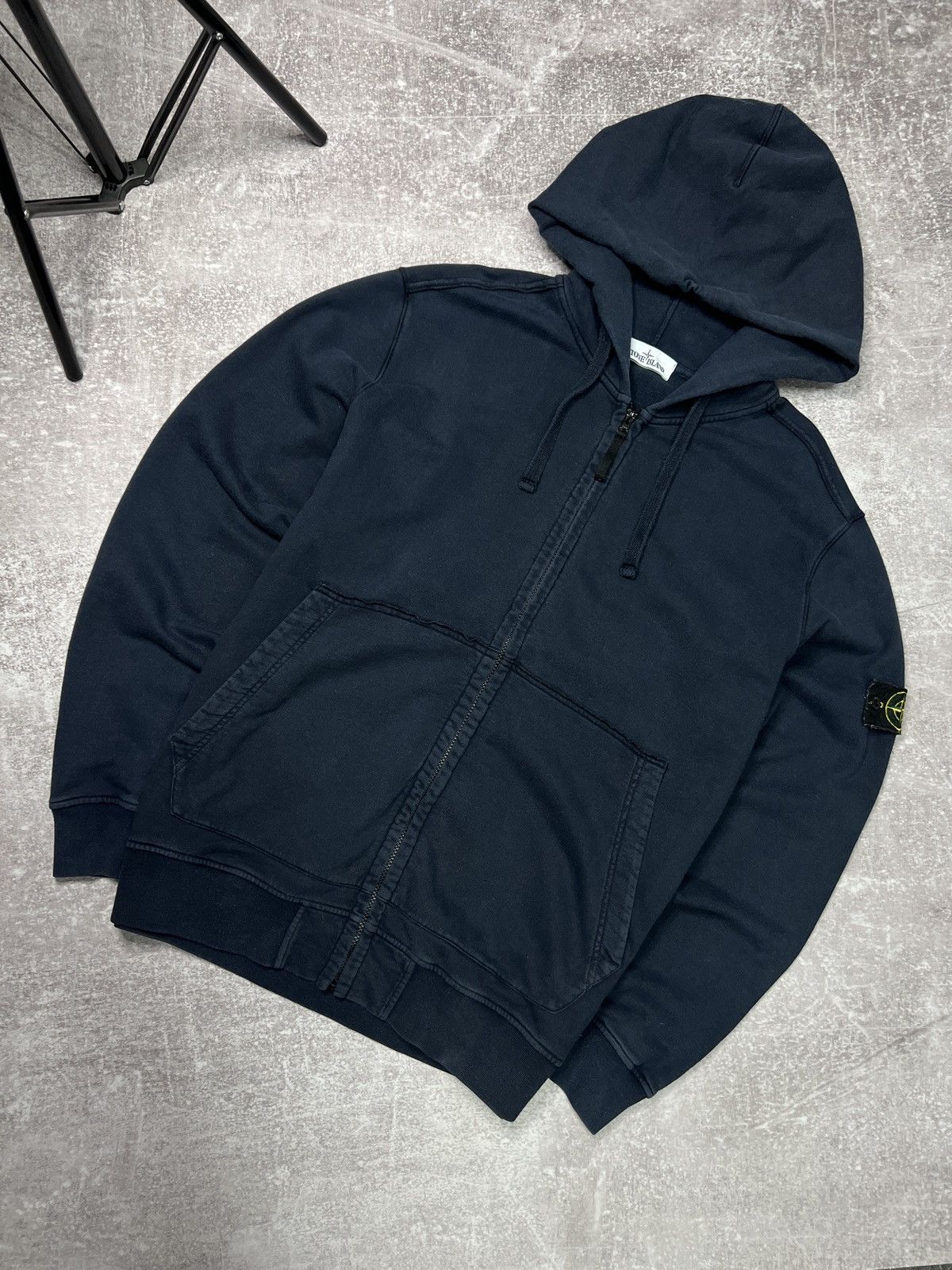 Stone Island Zip Up Hoodie Dark Blue