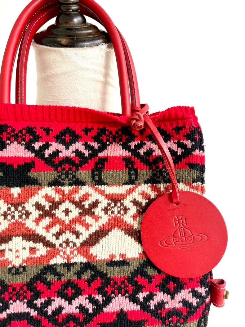 Vivienne Westwood Vivienne Westwood size os Red Nordic knit tote bag Size ONE SIZE - 2 Thumbnail