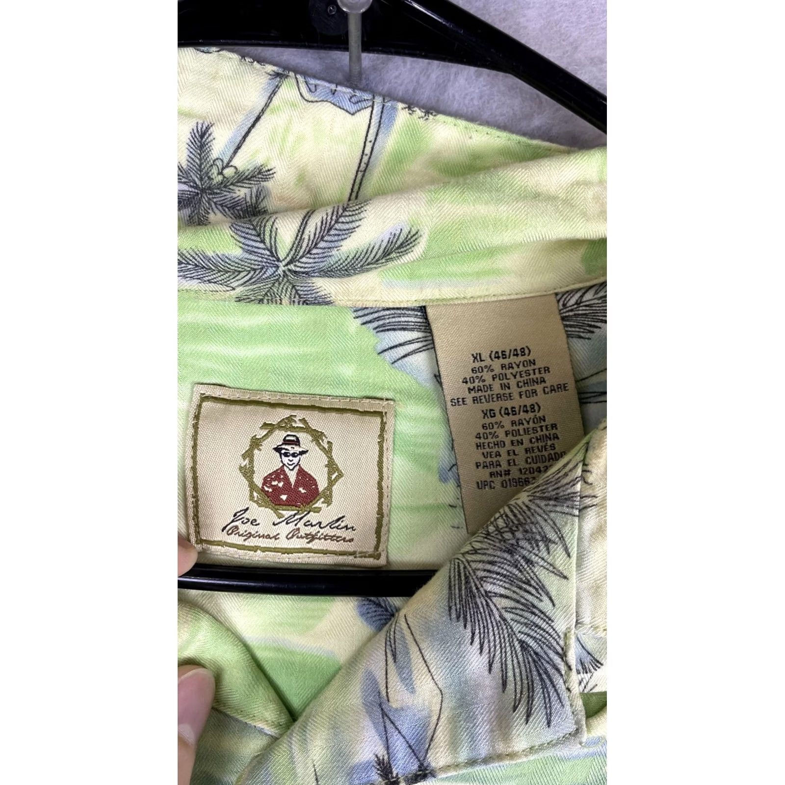 Vintage Joe Marlin Mens XL Green Tropical Hawaiian Short Sleeve Button Shirt Size US XL / EU 56 / 4 - 4 Thumbnail