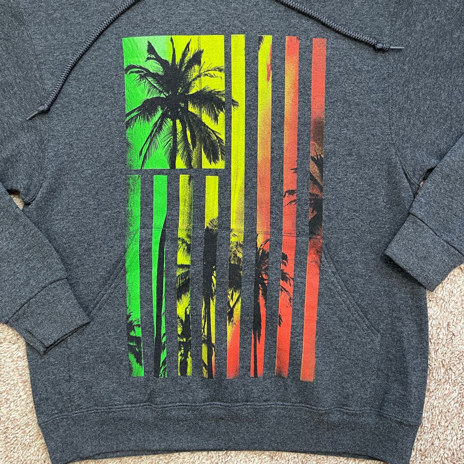 Tony Hawk Tony Hawk Gray Hoodie Sweatshirt Rasta Palm Trees Print S Size US S / EU 44-46 / 1 - 18 Thumbnail