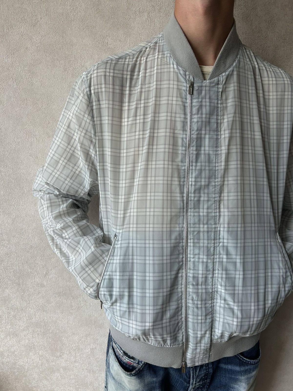Hermes Vintage Hermès Check Pattern Bomber Jacket Plaid Lightweight Size US L / EU 52-54 / 3 - 7 Thumbnail