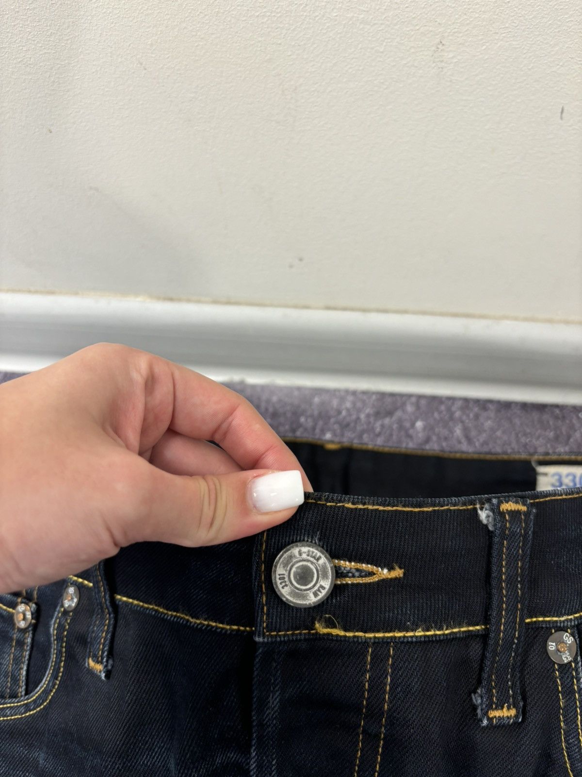 G-Star Vintage G-Star Raw Avant Garde Faded Navy Denim Biker Jeans Size US 33 - 13 Thumbnail