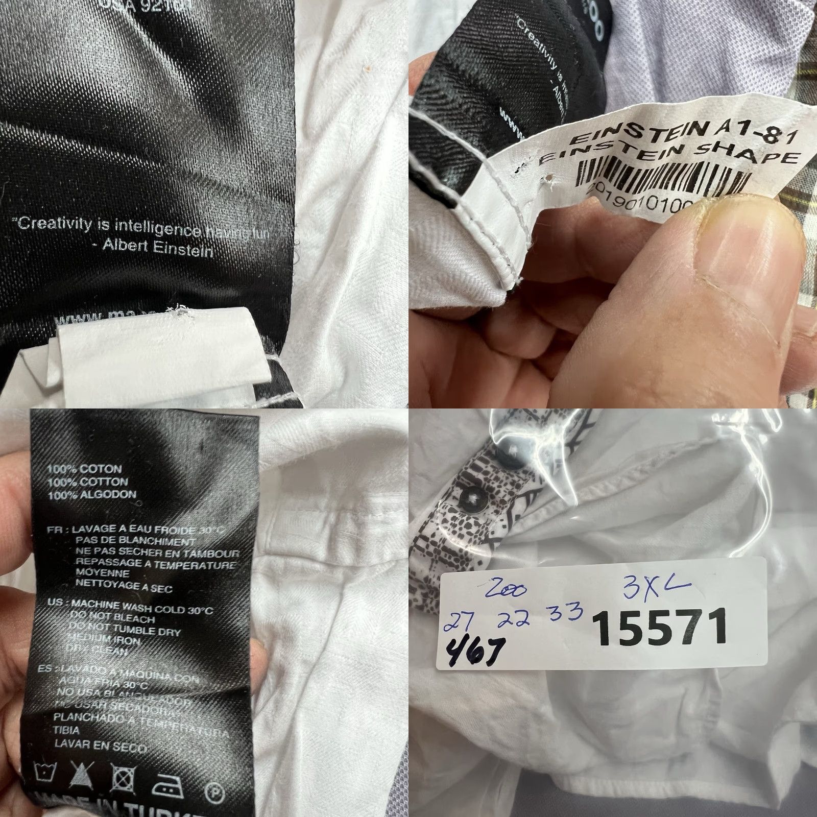 Maceoo VINTAGE No, Maceoo Einstein Connect White Gray Button-Up Long Sleeve Shirt Adult 3XL White Cotton Button-Up Designer 90s Mens Size US XXL / EU 58 / 5 - 8 Thumbnail