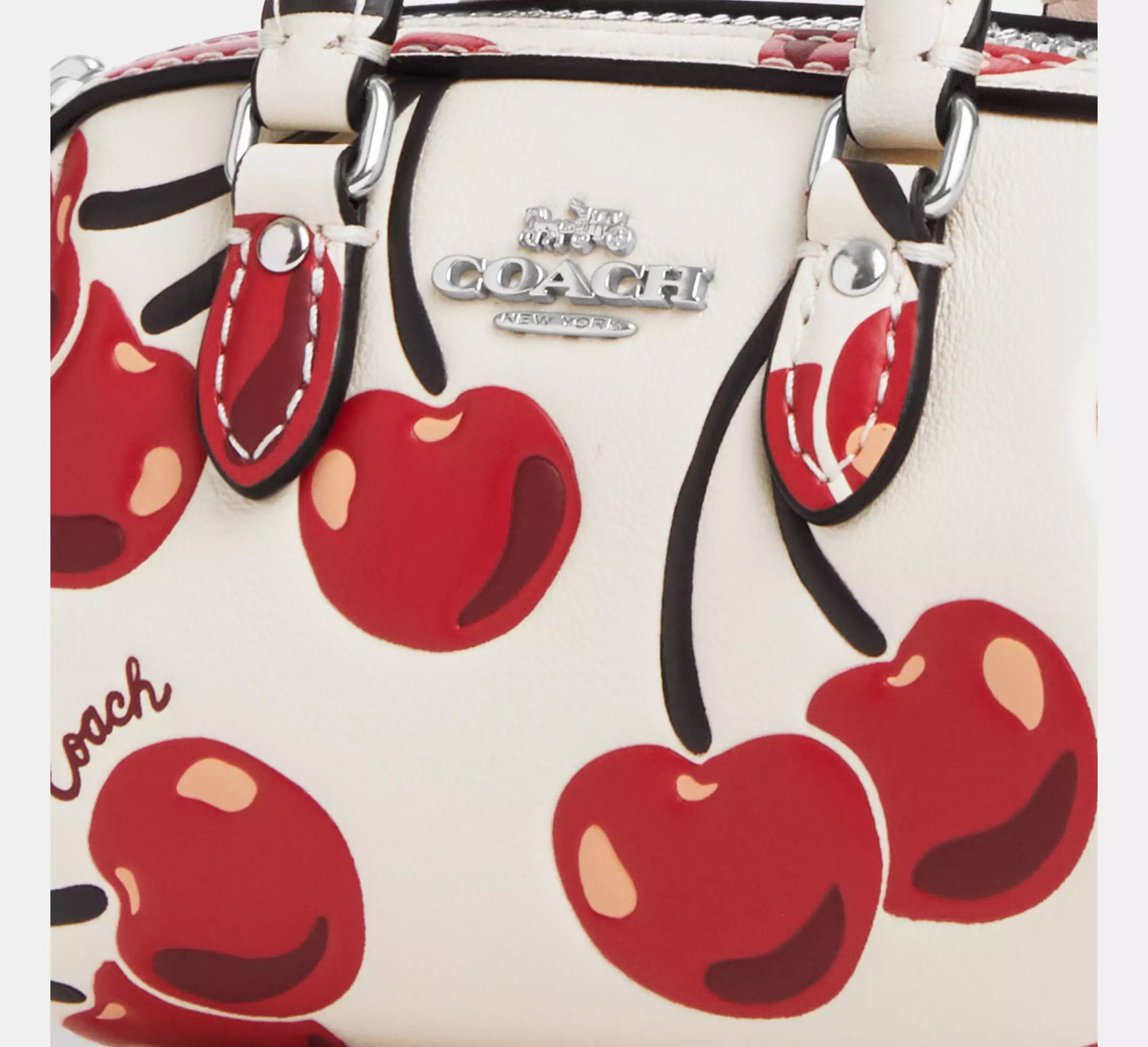 Coach 🍒 Mini Rowan Bag Charm With Cherry Print CZ082 Size ONE SIZE - 6 Thumbnail