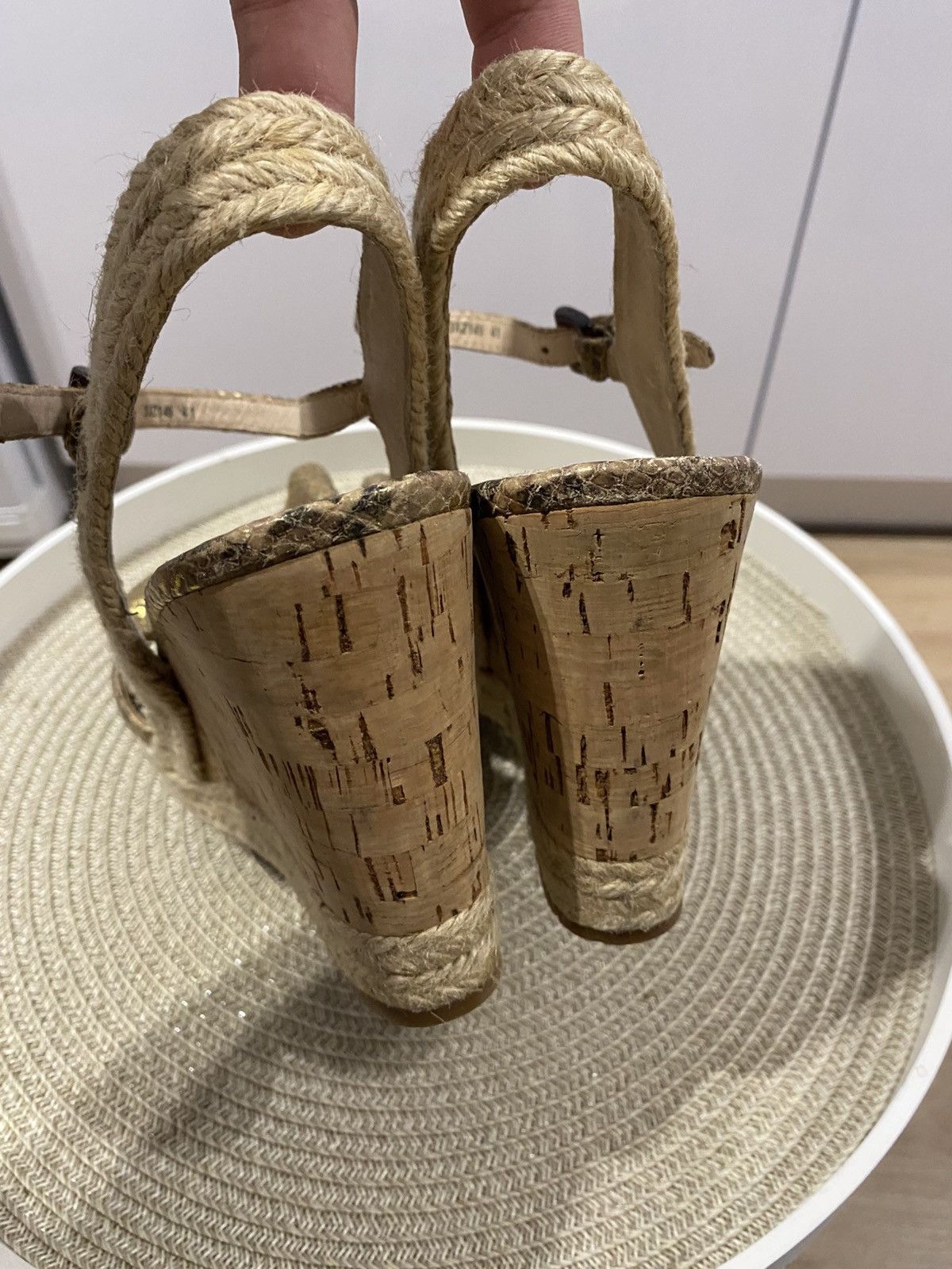 Prada Prada Bow Sandals with Ankle Strap Gold Snakeskin Leather Size US 11 / IT 41 - 12 Thumbnail