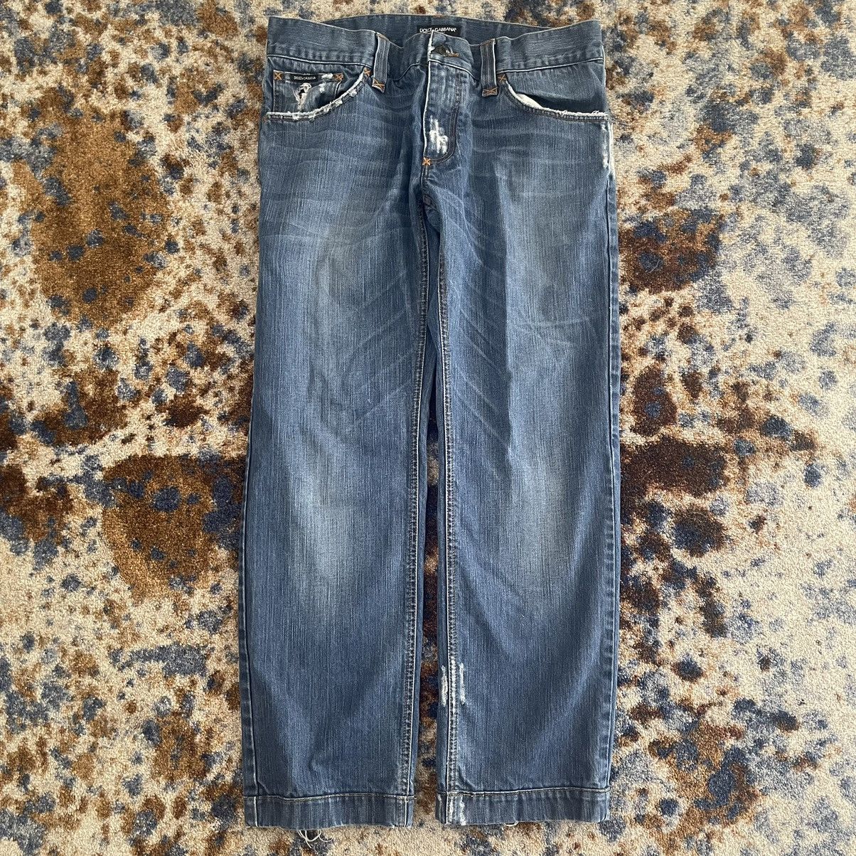 Dolce & Gabbana Distressed Straight Leg Denim
