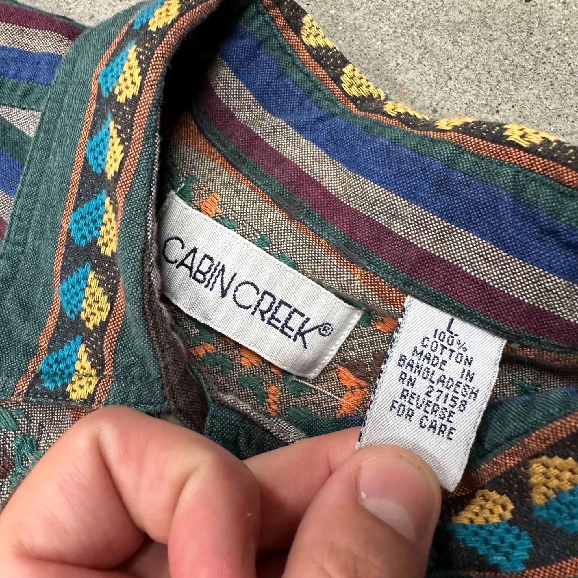 Cabin Creek × Vintage Vintage 90s Cabin Creek Unique Striped Patterned Button Up S Size L / US 10 / IT 46 - 2 Thumbnail
