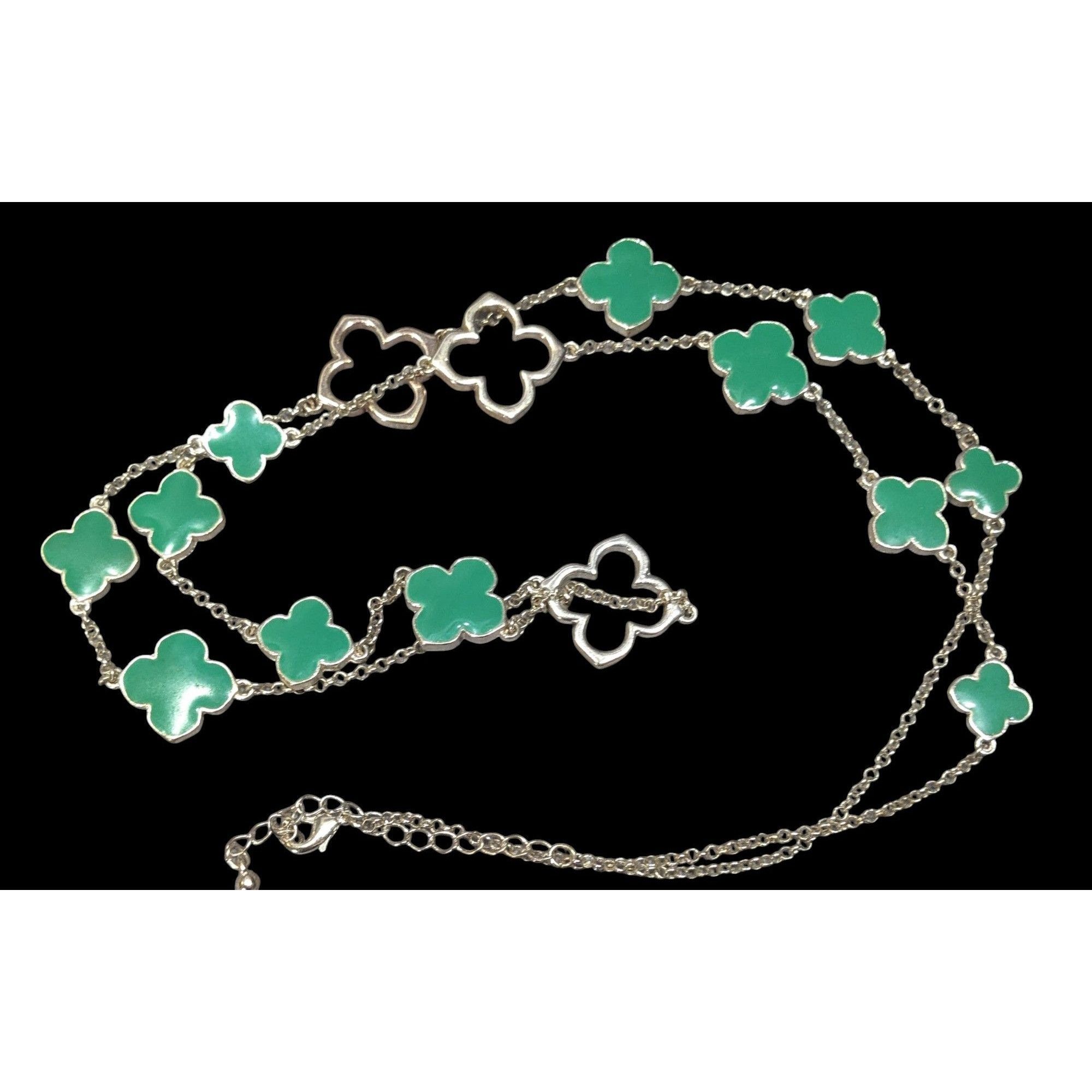 Other Fairycore Floral Green And Silver Tone Opera Necklace Size ONE SIZE - 1 Thumbnail