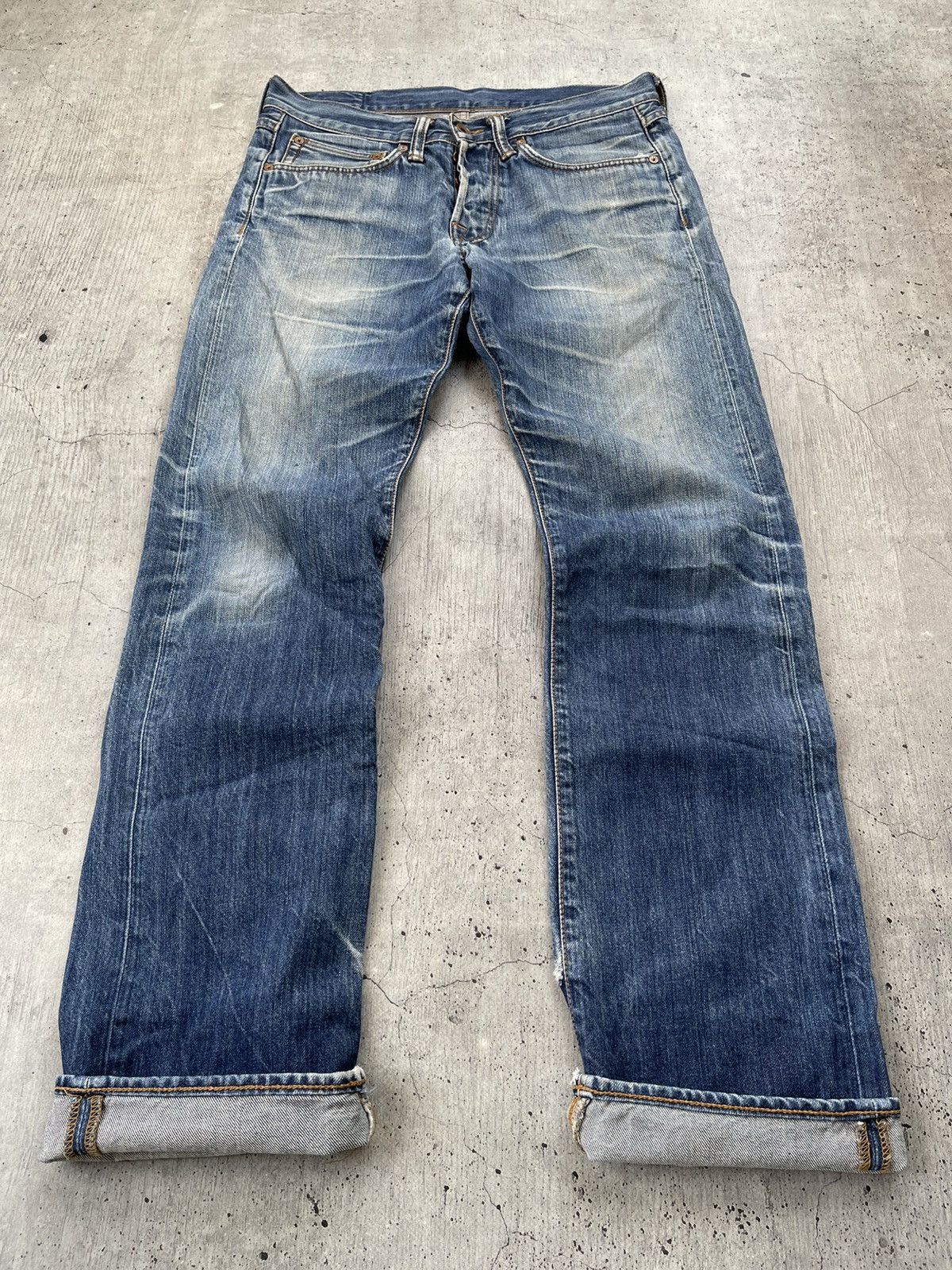 Edwin × Japanese Brand Flare Jeans Edwin Japan Distress Denim Boot Cut 31•34 Size US 31 - 8 Thumbnail