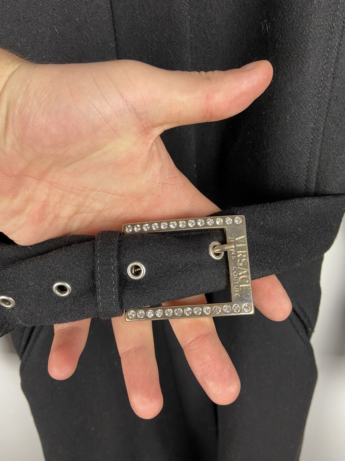 Versace Jeans Couture Vintage Versace Jeans Couture Black Womens Wool Belt Coat Size XS / US 0-2 / IT 36-38 - 7 Thumbnail