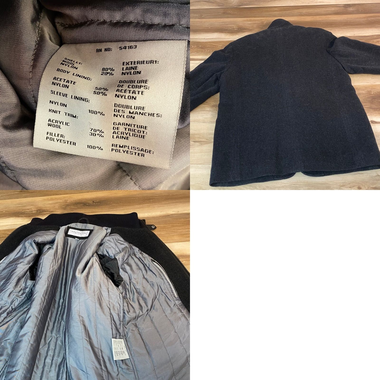 Vintage Marc New York Andrew Marc Mens Wool Blend Field Jacket Medium Charcoal Grey Jacket- Coat Military, Business, Casual, Workwear Mens Size US M / EU 48-50 / 2 - 8 Thumbnail