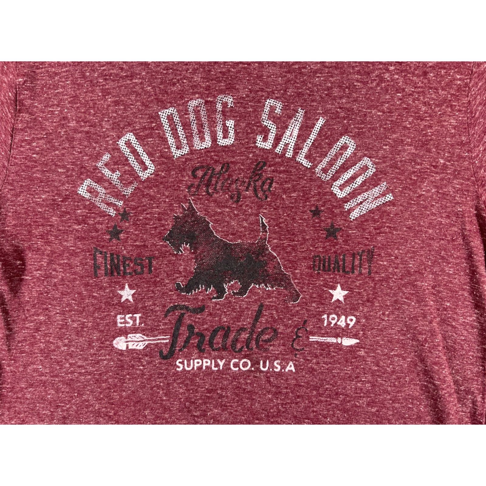 Vintage Red Dog Saloon Shirt Womens M Red Short Sleeve Crew Neck Polyester Jersey Made USA Size M / US 6-8 / IT 42-44 - 3 Thumbnail