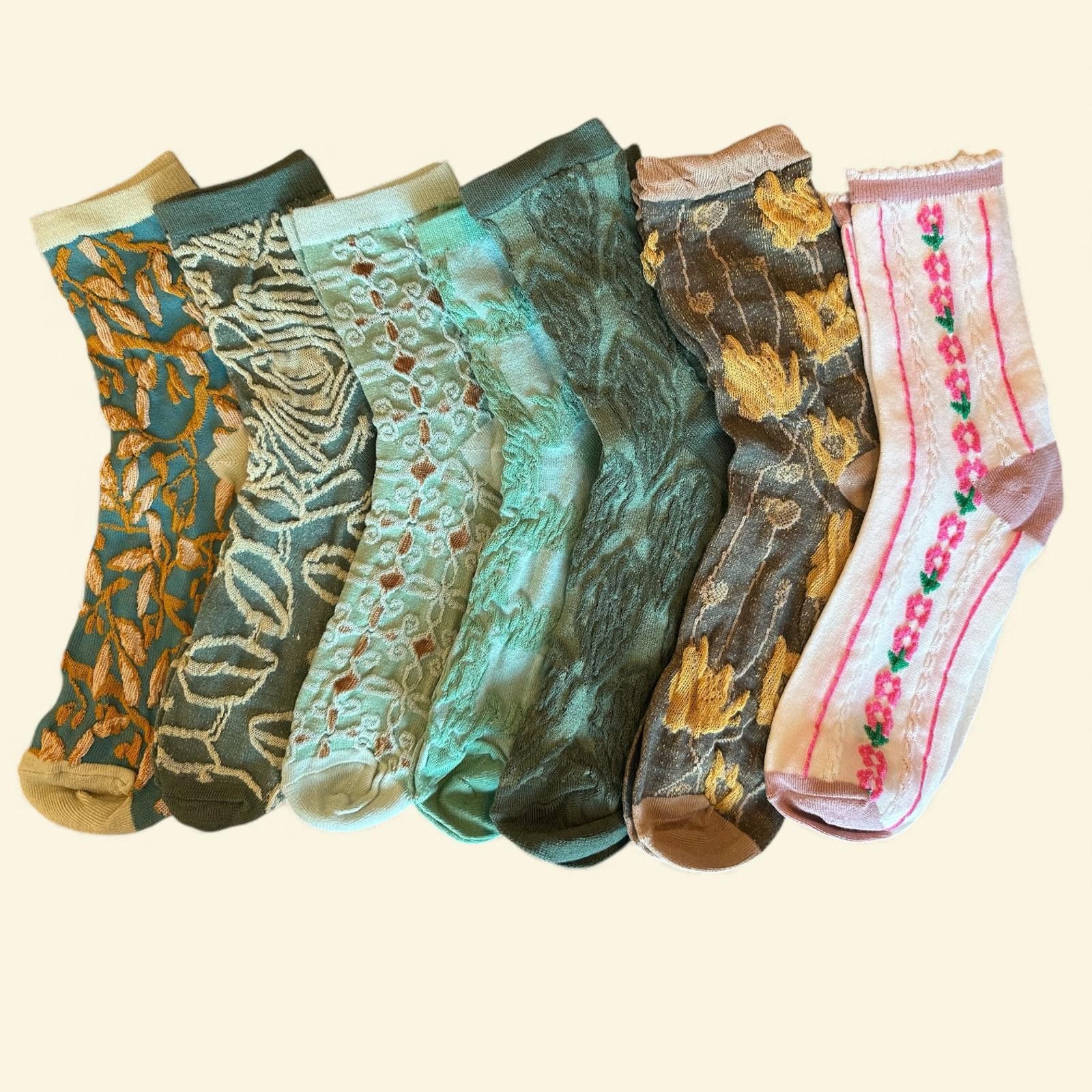 The Unbranded Brand Set of 7 Patterned Women's Socks Lot 12 Size ONE SIZE - 1 Preview