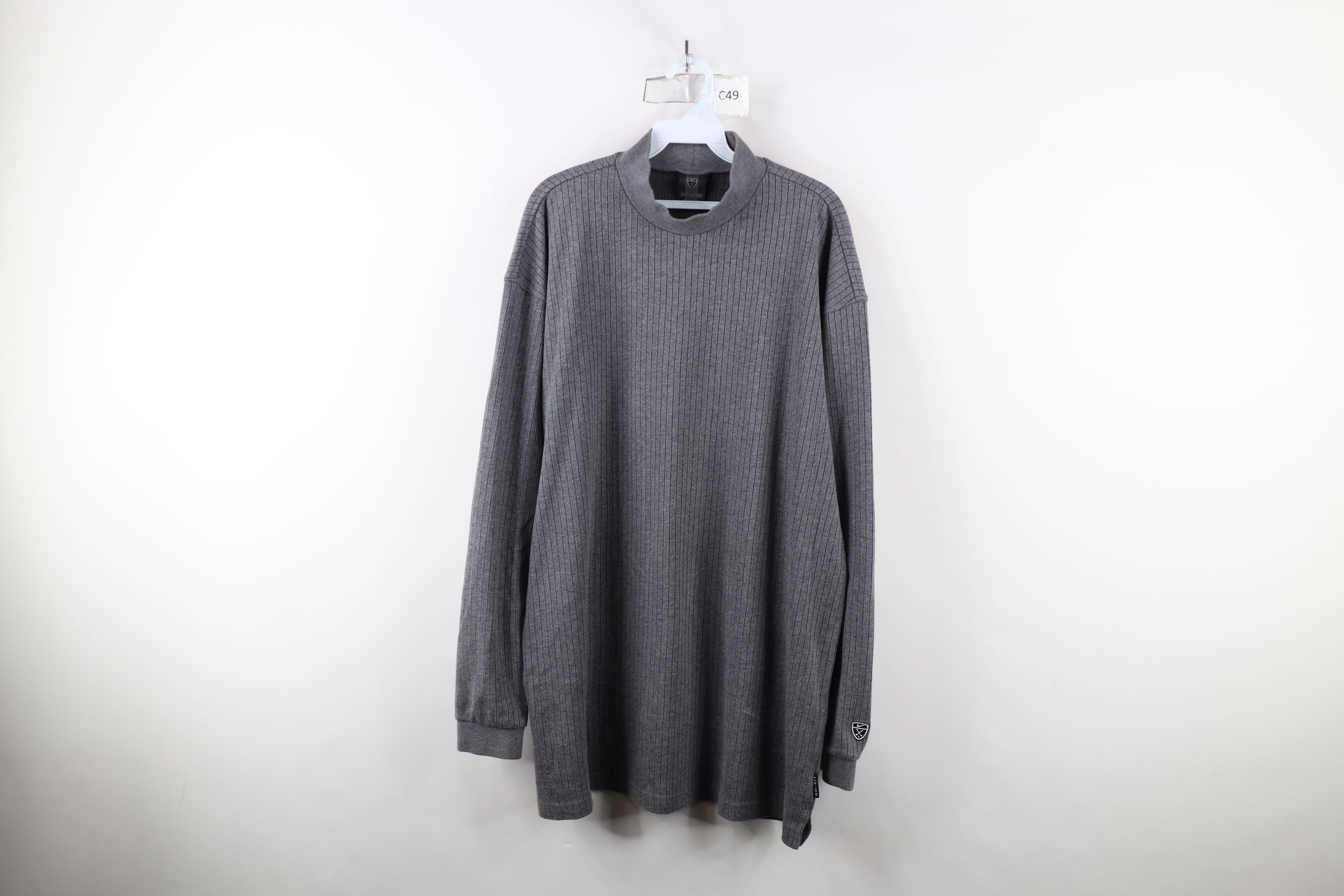 Nike × Vintage Vintage Nike Golf Mini Swoosh Ribbed Knit Mock Neck T-Shirt Size US XXL / EU 58 / 5 - 1 Thumbnail