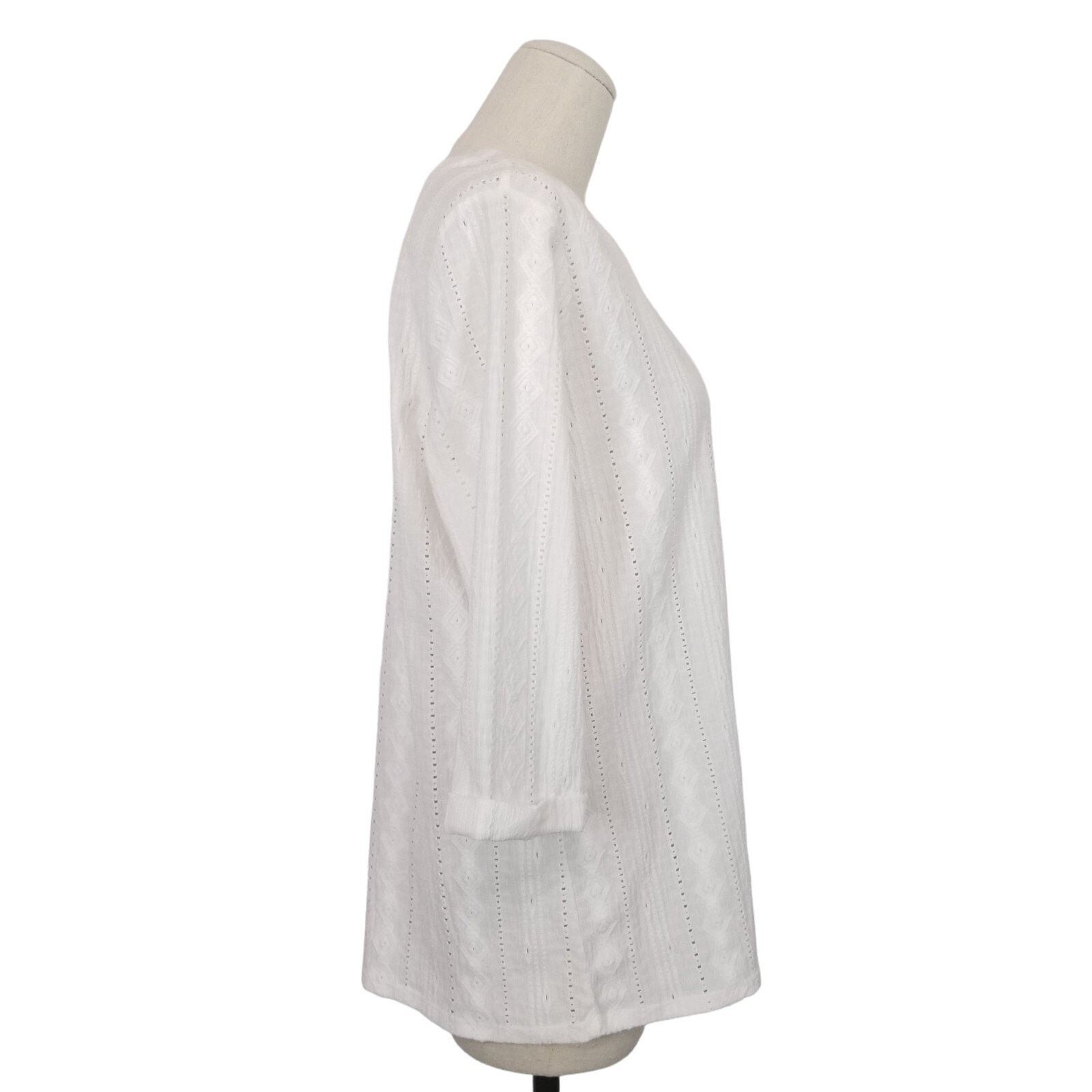 NIC+ZOE Nic+Zoe Angled Lace Blouse Milk Sz Small Size S / US 4 / IT 40 - 5 Thumbnail