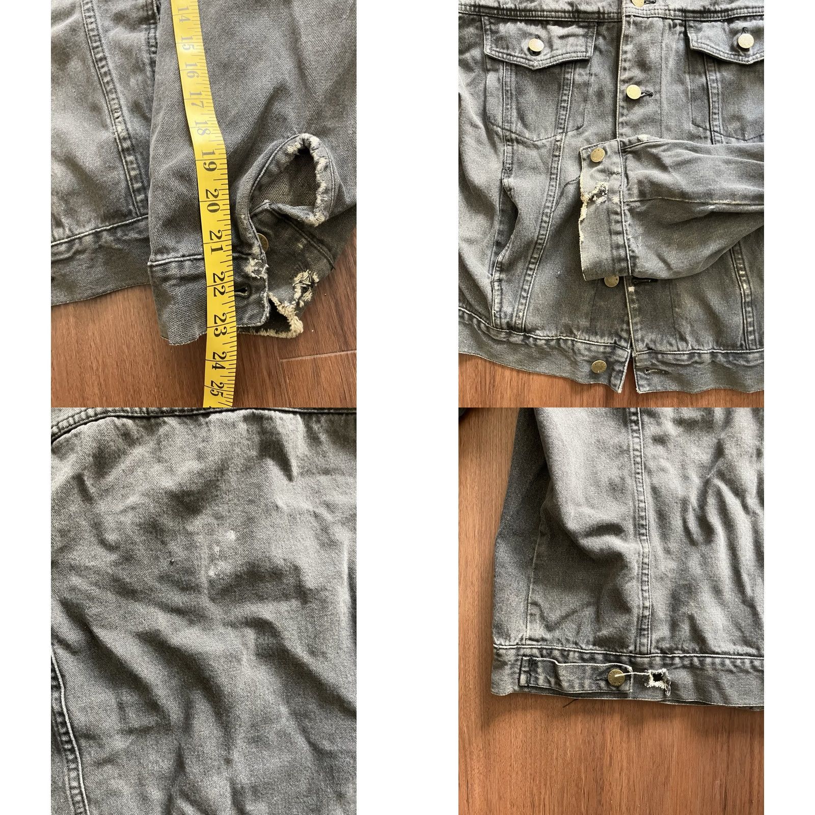 Vintage VINTAGE Expressions Denim Jacket Short 80s Grunge Mens L Gray Cotton Distressed Pockets Button Front Size US L / EU 52-54 / 3 - 8 Thumbnail
