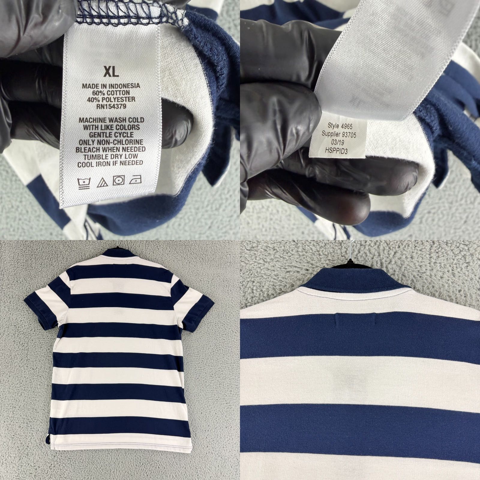 Vintage Aeropostale Polo Shirt Mens XL Blue White Striped Rugby Style Cotton Shirt Size US XL / EU 56 / 4 - 8 Thumbnail