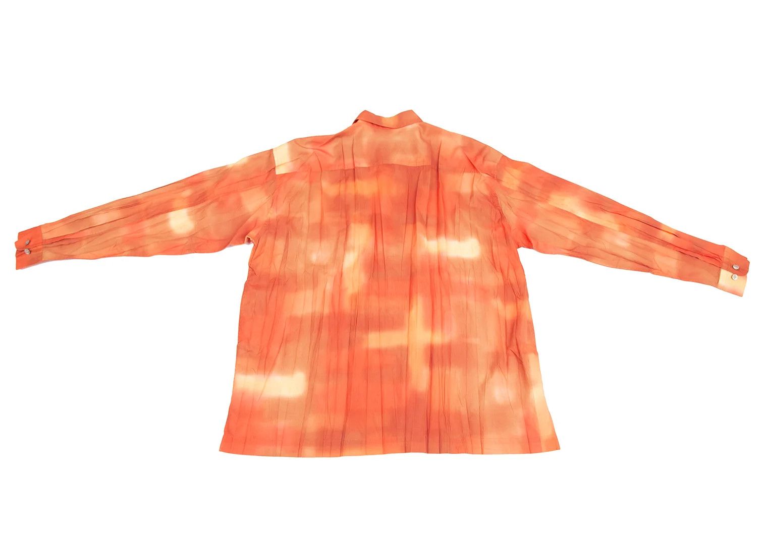 Issey Miyake Tie-Dye Pleated Design Shirt in Orange Size US XL / EU 56 / 4 - 13 Thumbnail