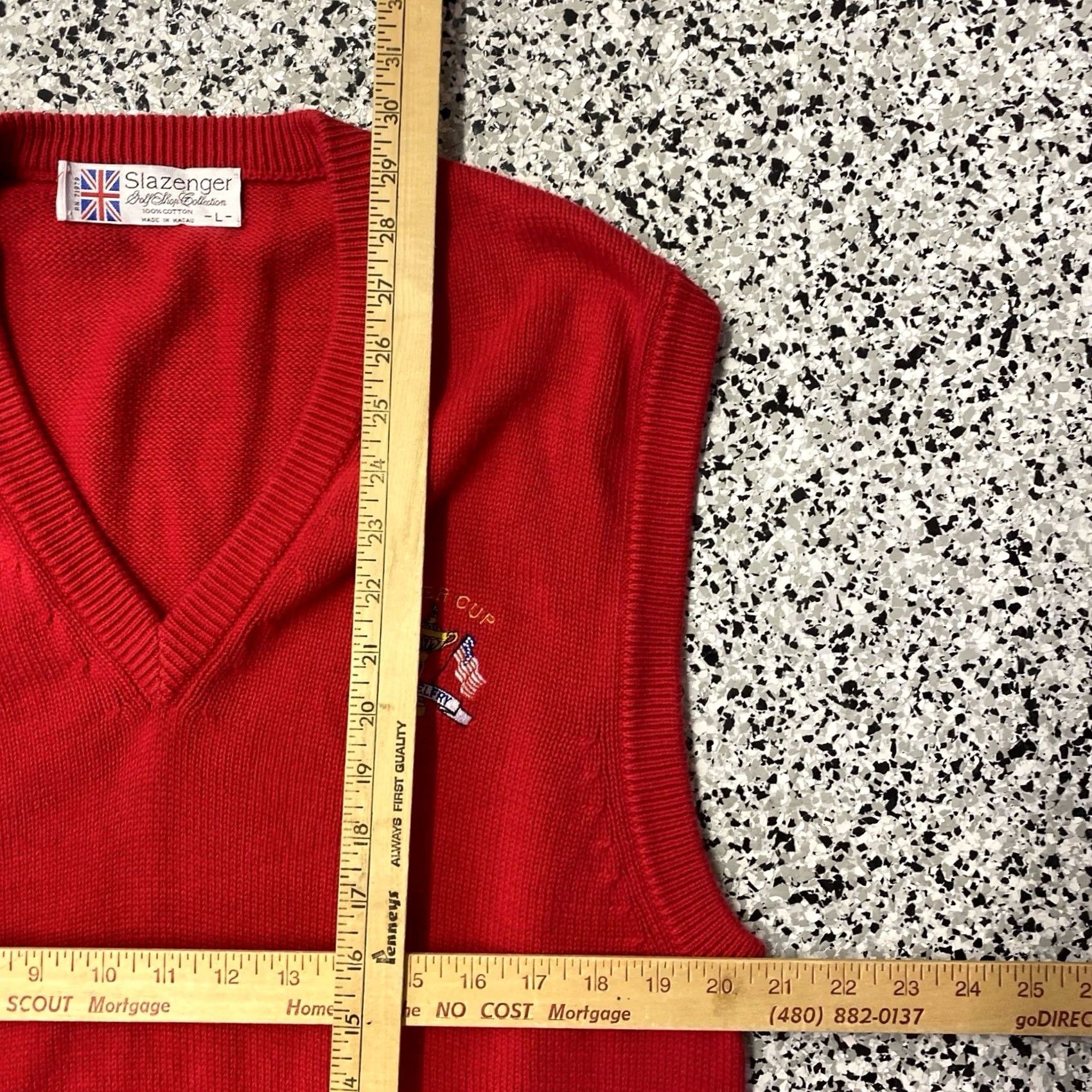 Vintage VINTAGE Slazenger Sweater Vest Mens L Red V Neck The Belfry Ryder Cup 90s Size US L / EU 52-54 / 3 - 4 Thumbnail