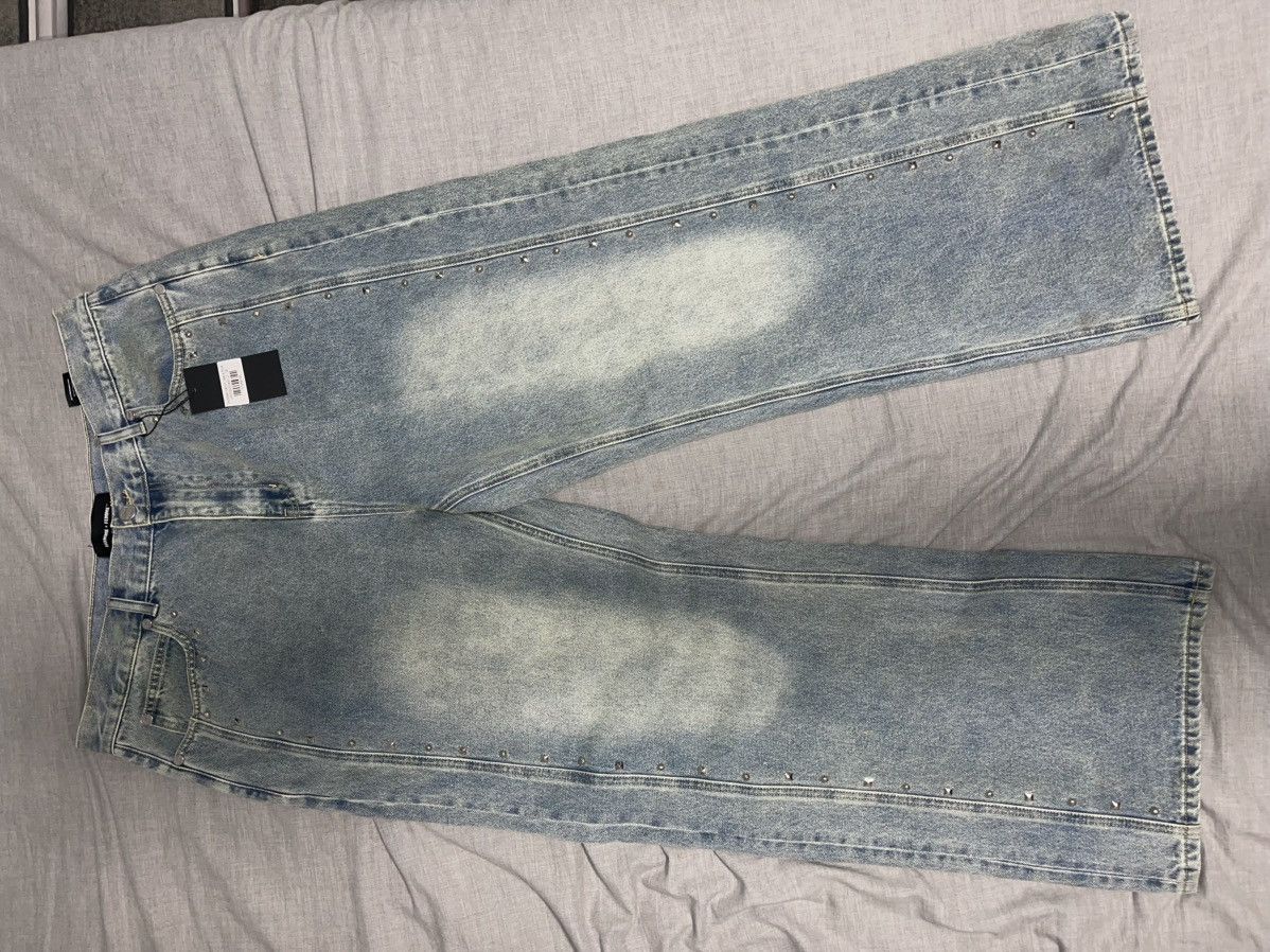 Homme + Femme La HOMME+FEMME Studded Denim Jeans Size US 38 / EU 54 - 3 Thumbnail