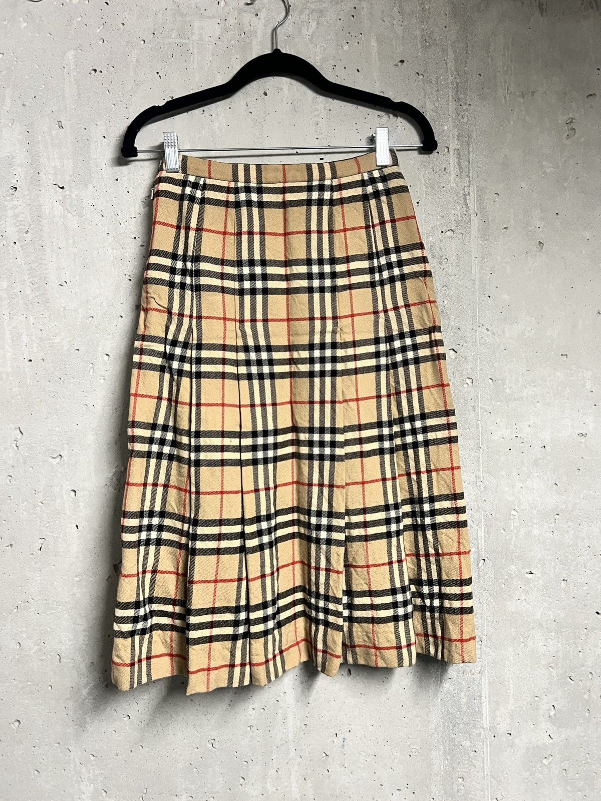 Burberry Vintage Burberrys Nova Check Skirt Wool. Long Beige Size 27" / US 4 / IT 40 - 1 Thumbnail