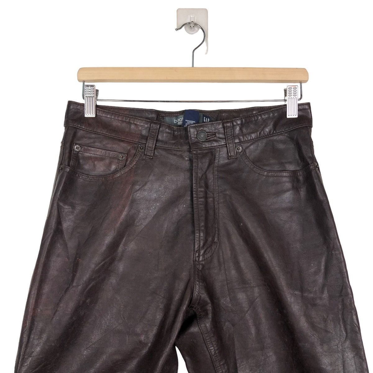 Genuine Leather 🔥Rich Brown Leather Biker Jacket Gap Inspire Issey Miyake Size US 30 / EU 46 - 3 Thumbnail