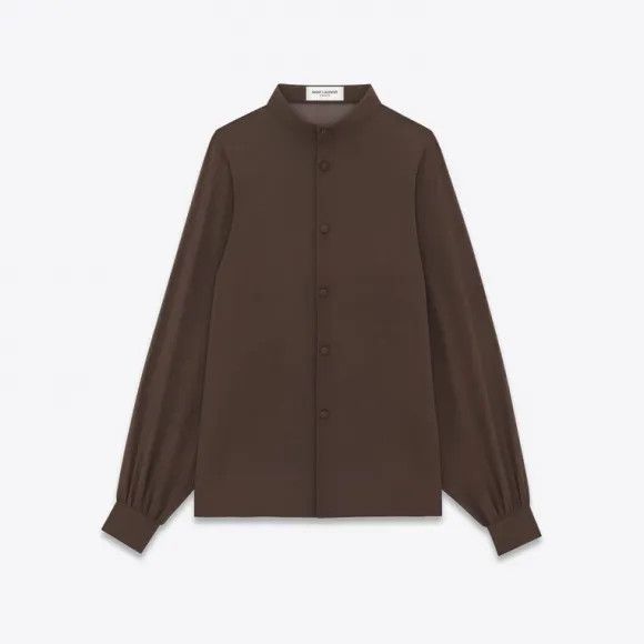 Saint Laurent Paris o1bcso1str1024 Shirt In Silk Georgette in Orange Size US L / EU 52-54 / 3 - 1 Thumbnail