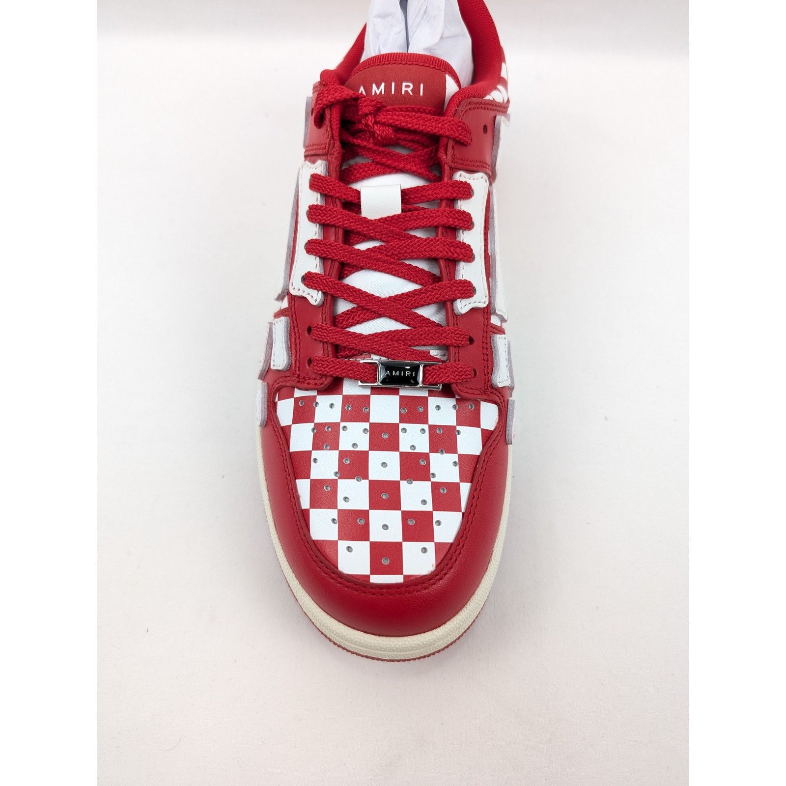 Amiri o1rshd1 Checked Skeleton Low Top Sneakers in Red/White Size US 10 / EU 43 - 5 Thumbnail