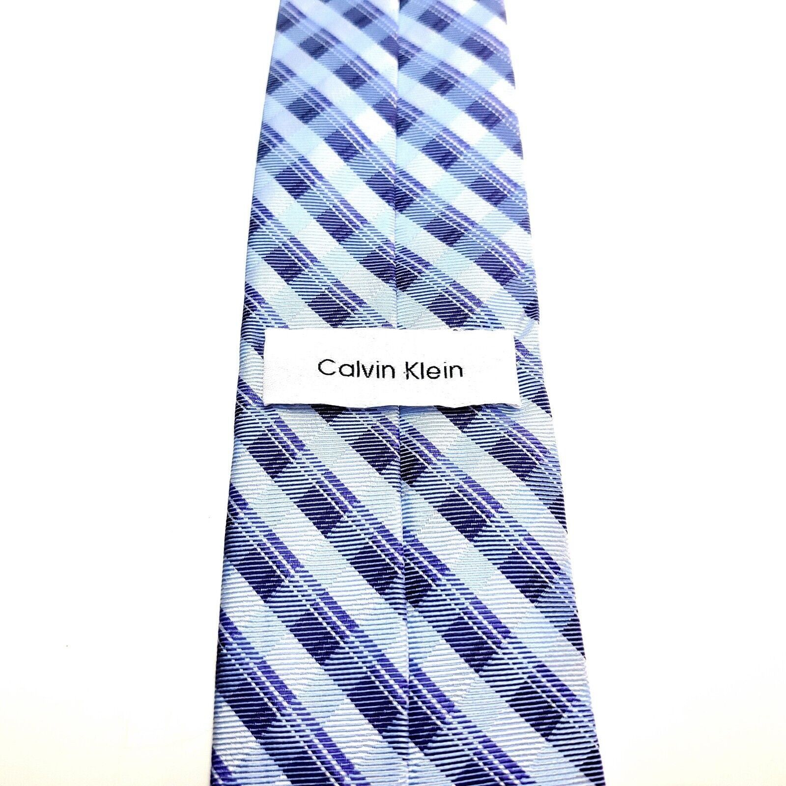 Calvin Klein Calvin Klein Blue & Purple Silk Tie Woven Skinny Striped Gin Size ONE SIZE - 4 Thumbnail
