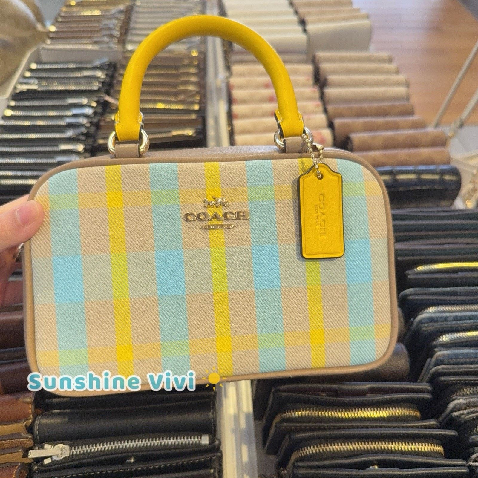Coach NWT COACH Satchel Crossbody Bag Plaid cbi90 Bright Maize Size ONE SIZE - 1 Thumbnail