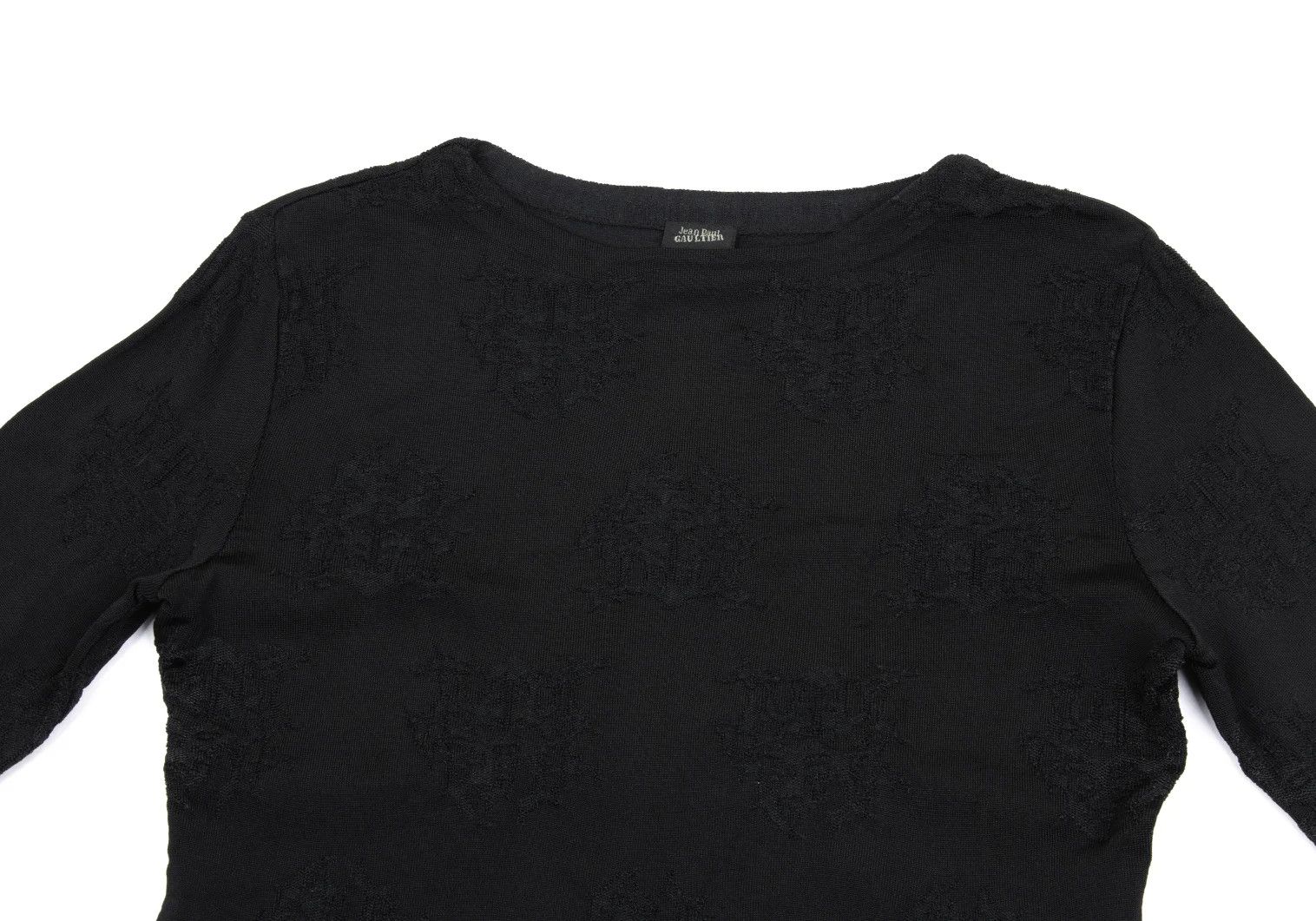 Jean Paul Gaultier Black Acrylic Stretch Embroidered Jacquard Knit, Size 48 Size US M / EU 48-50 / 2 - 2 Thumbnail