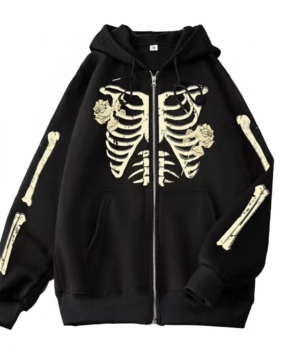 Other Streetwear Anime Skeleton Bone Zip-Up Hoodie Sweatshirt Size US XL / EU 56 / 4 - 1 Thumbnail