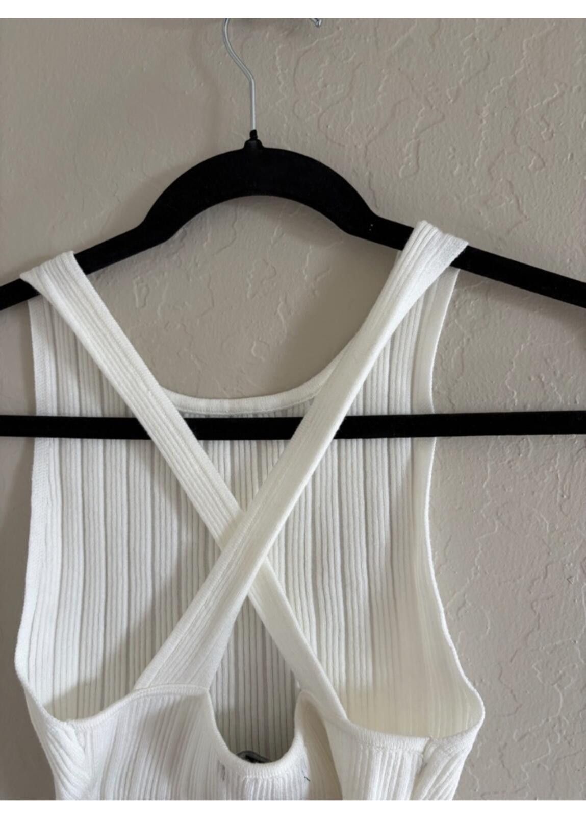 Other Forever 21 White Ribbed Scoop Neck Bodysuit Size M / US 6-8 / IT 42-44 - 3 Thumbnail
