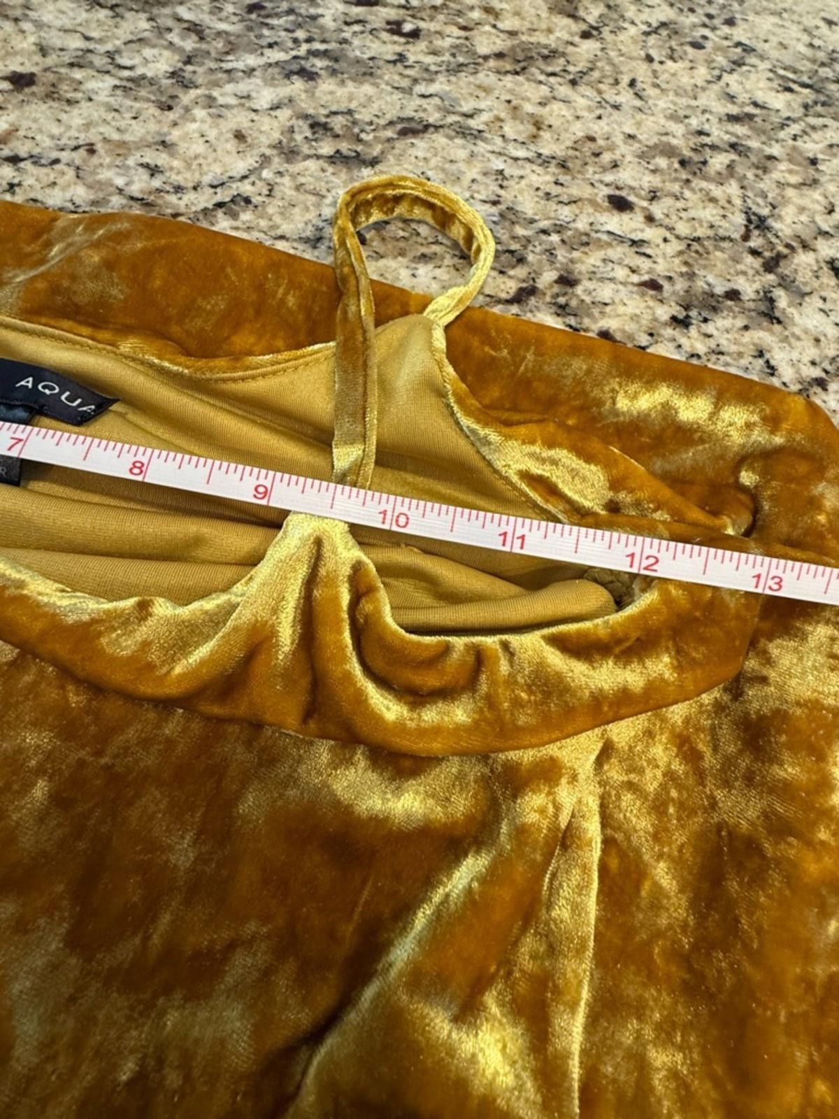 Aquascutum Aqua shimmery gold velvet sleeveless mini dress SZ XS Size XS / US 0-2 / IT 36-38 - 8 Thumbnail