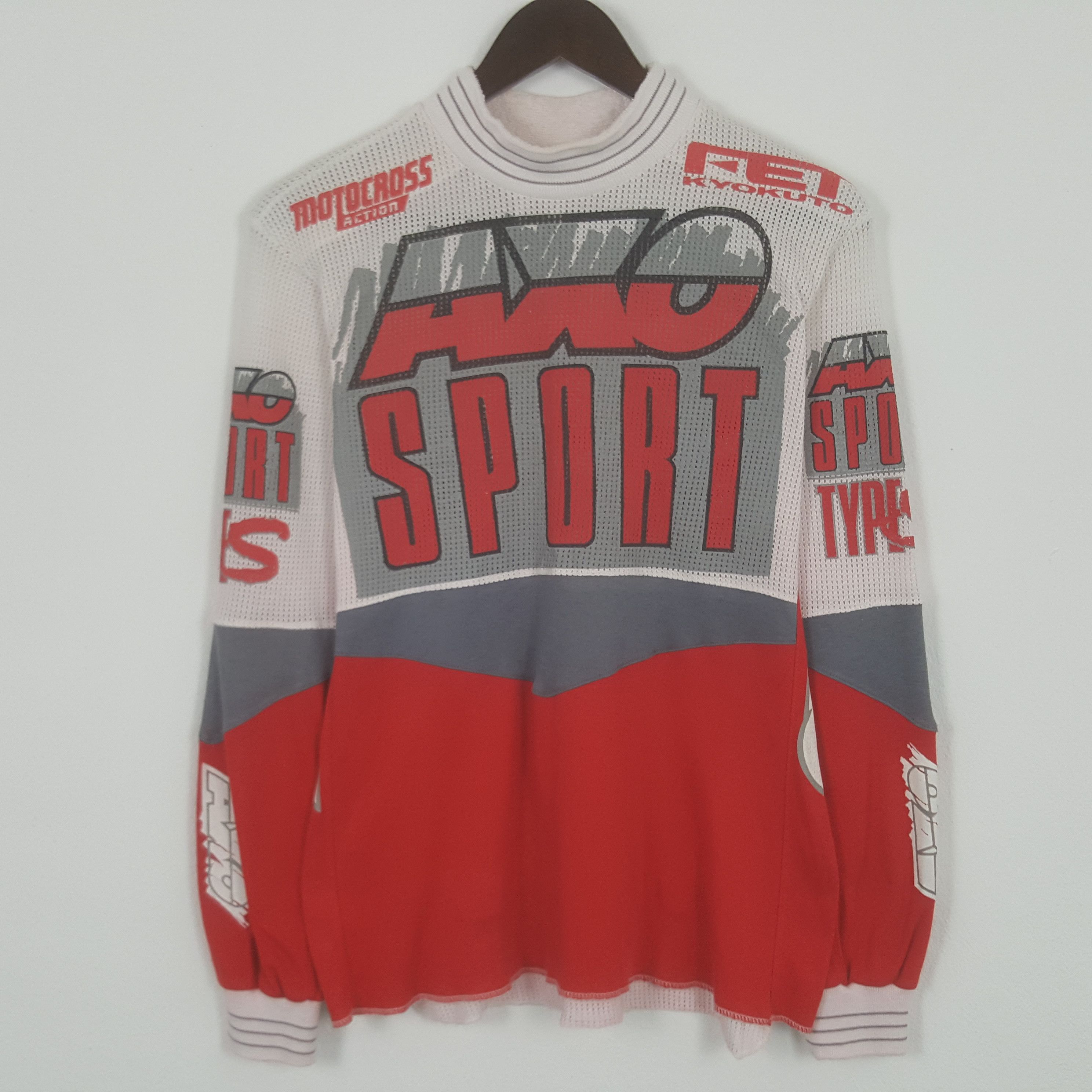 image of Racing x Vintage Axo Sport Long Sleeve Motocross Tshirt in White/Red, Men's (Size Medium)