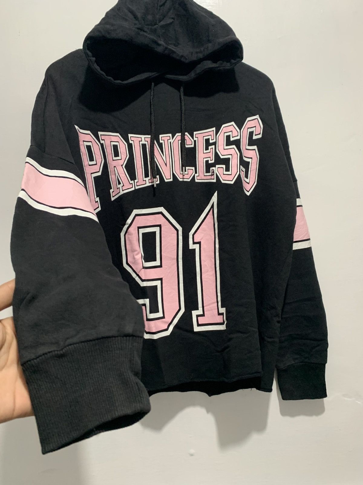 Japanese Brand Cropped Princess 91 Boxy Black Pink Jacket with Hoodie Size L / US 10 / IT 46 - 2 Thumbnail
